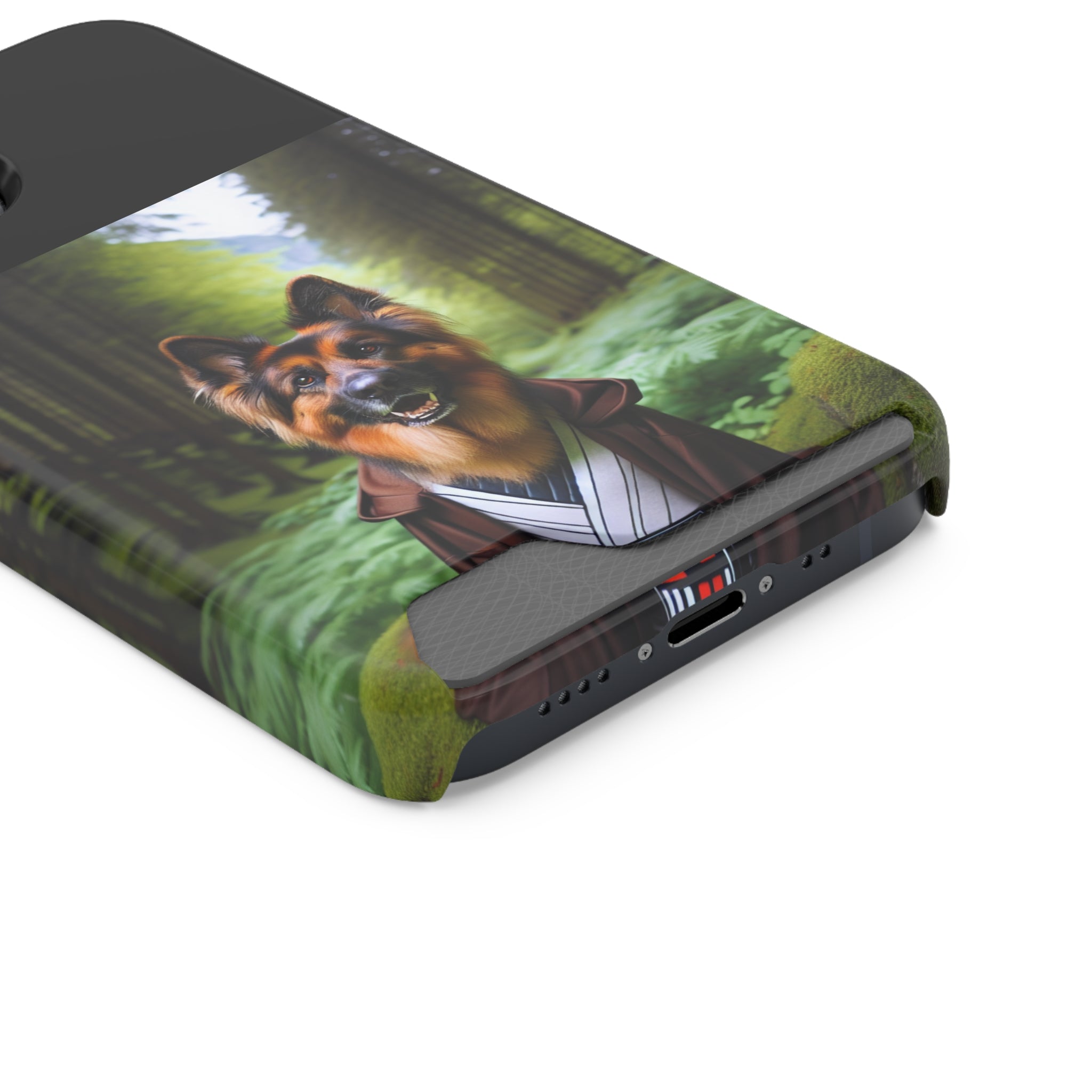 German Shepherd Forest Night Phone Case with Card Holder