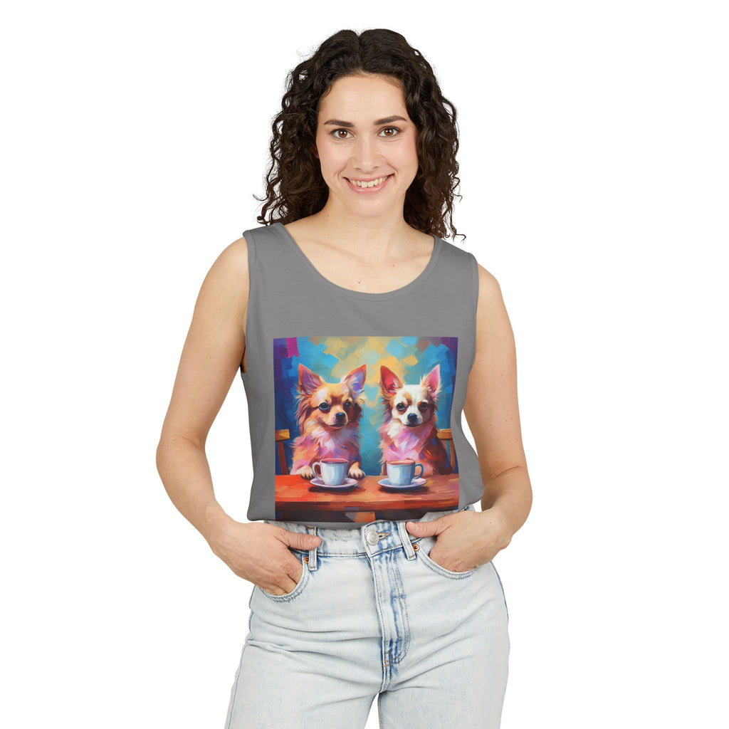 Cafe con Chihuahua Unisex Tank Top