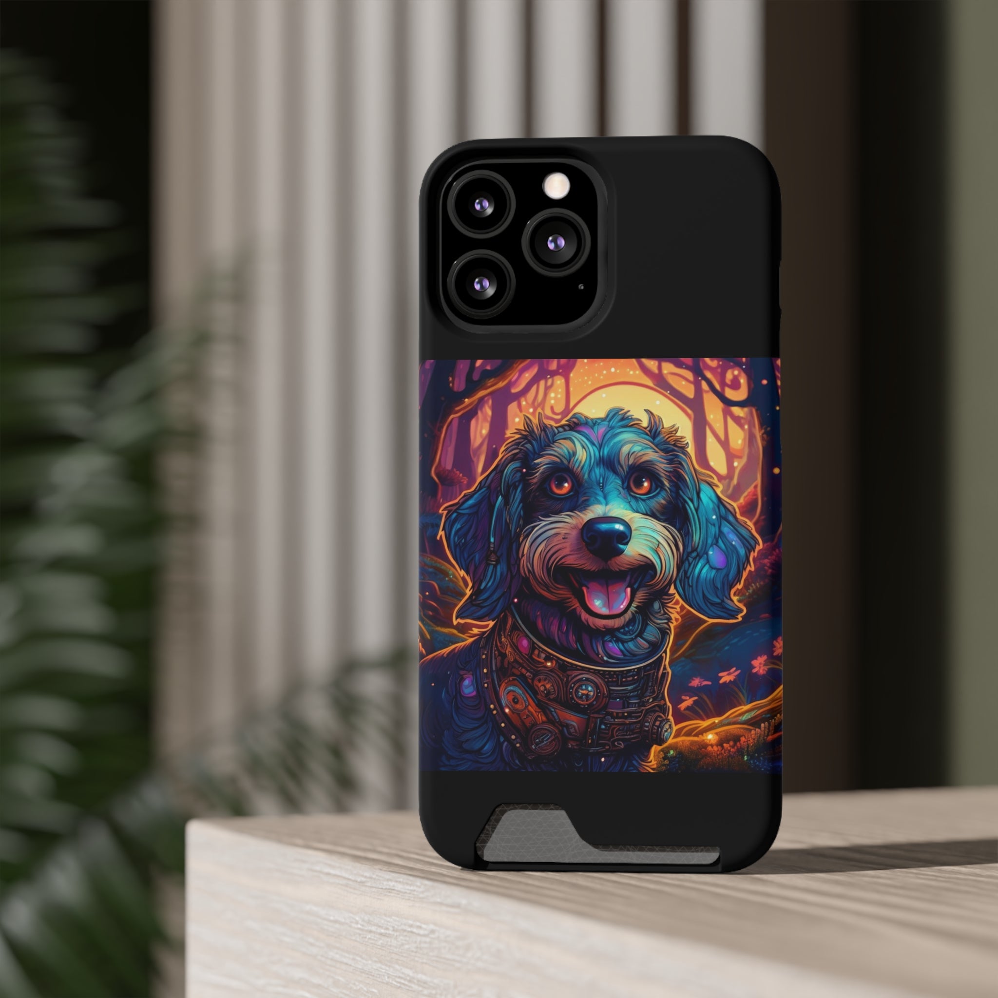 Dachshund Steampunk Phone Case with Card Holder