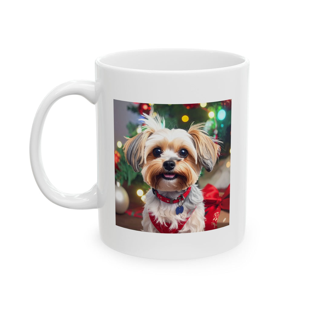 Yorkie Holiday Ceramic Mug, (11oz, 15oz)