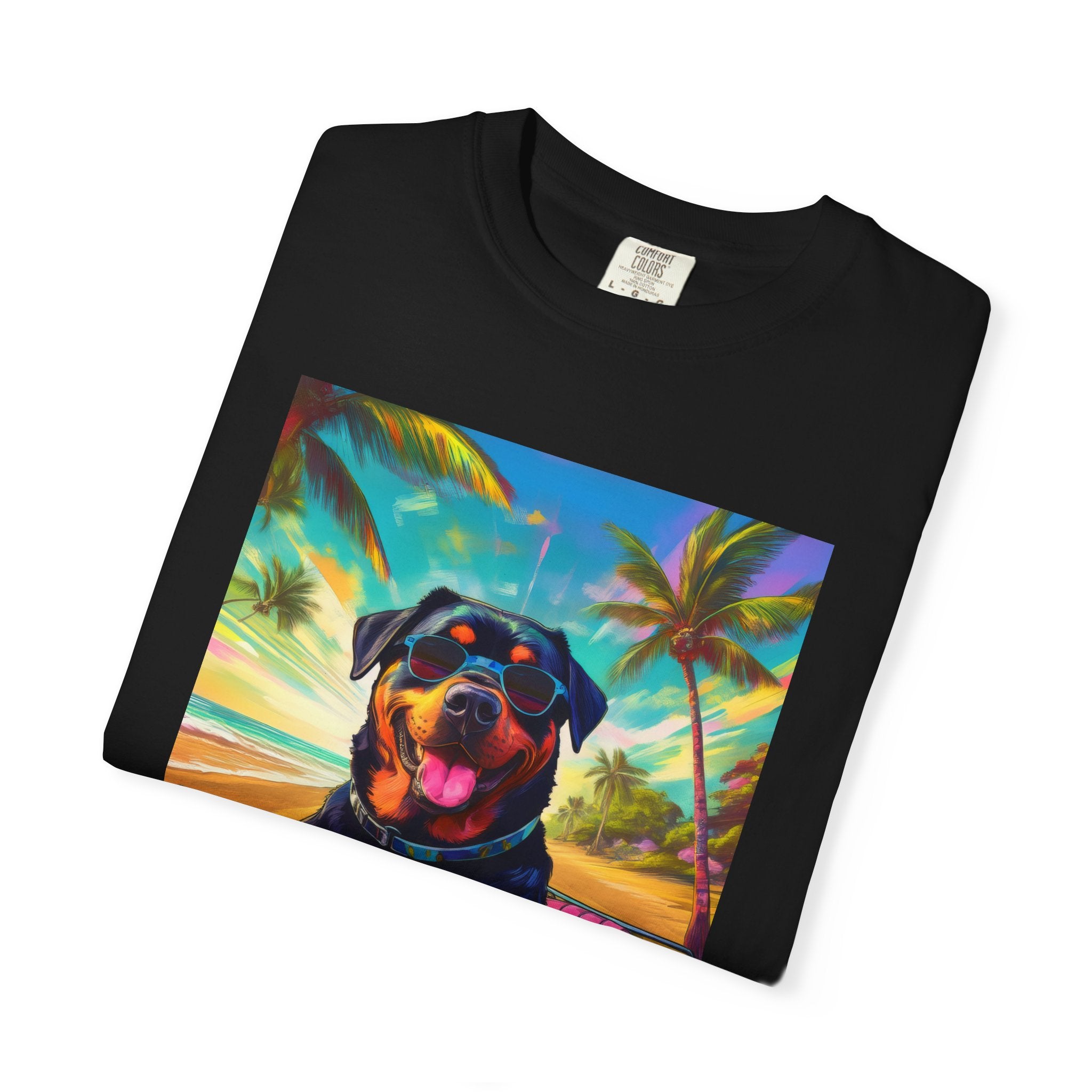 Rottweiler Beach Drive Unisex Garment-Dyed T-shirt