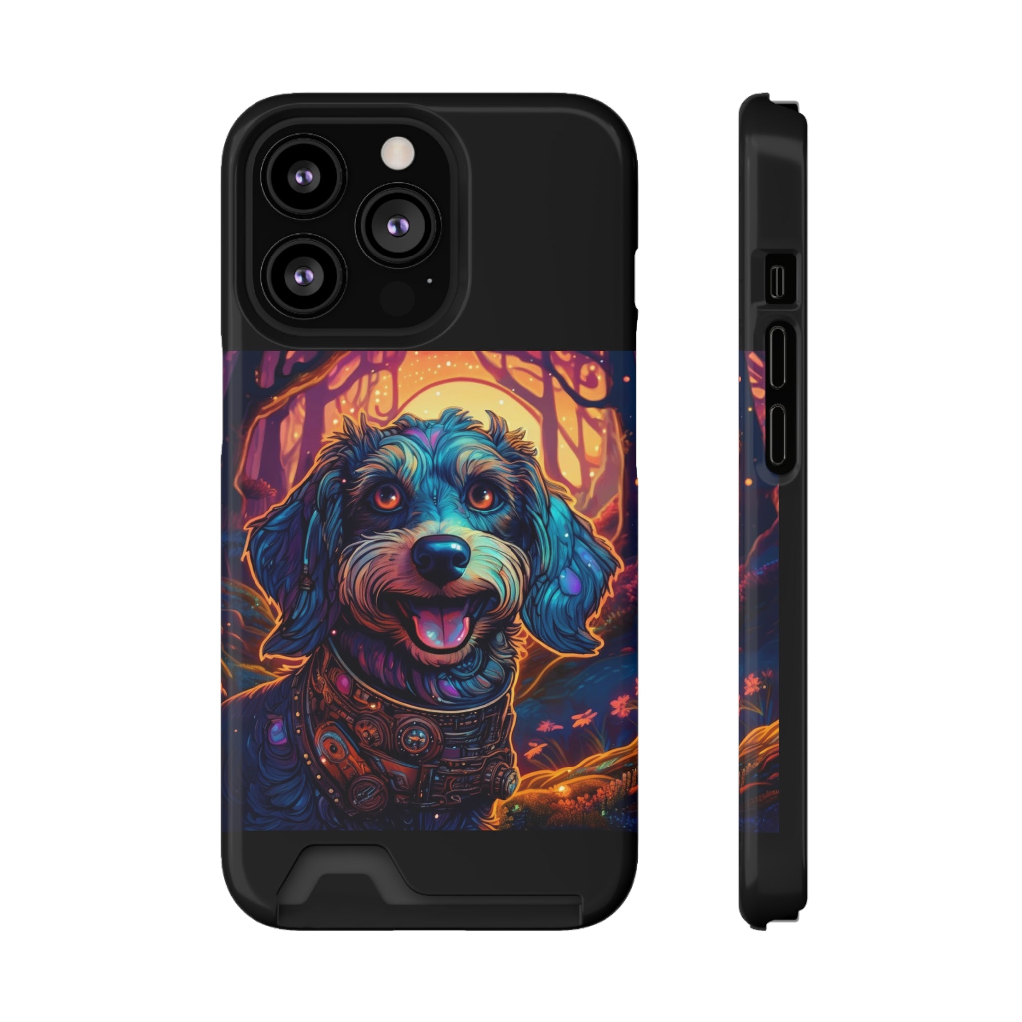 Dachshund Steampunk Phone Case with Card Holder