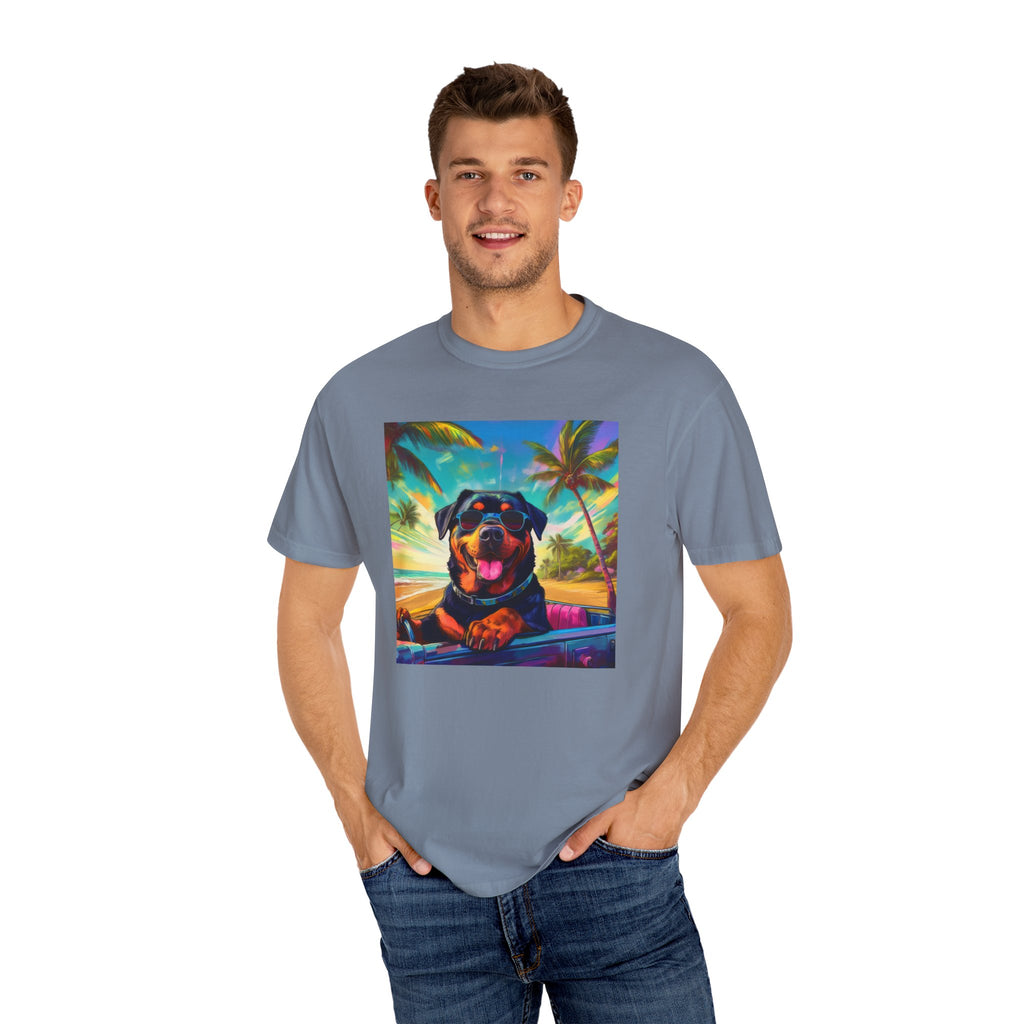 Rottweiler Beach Drive Unisex Garment-Dyed T-shirt
