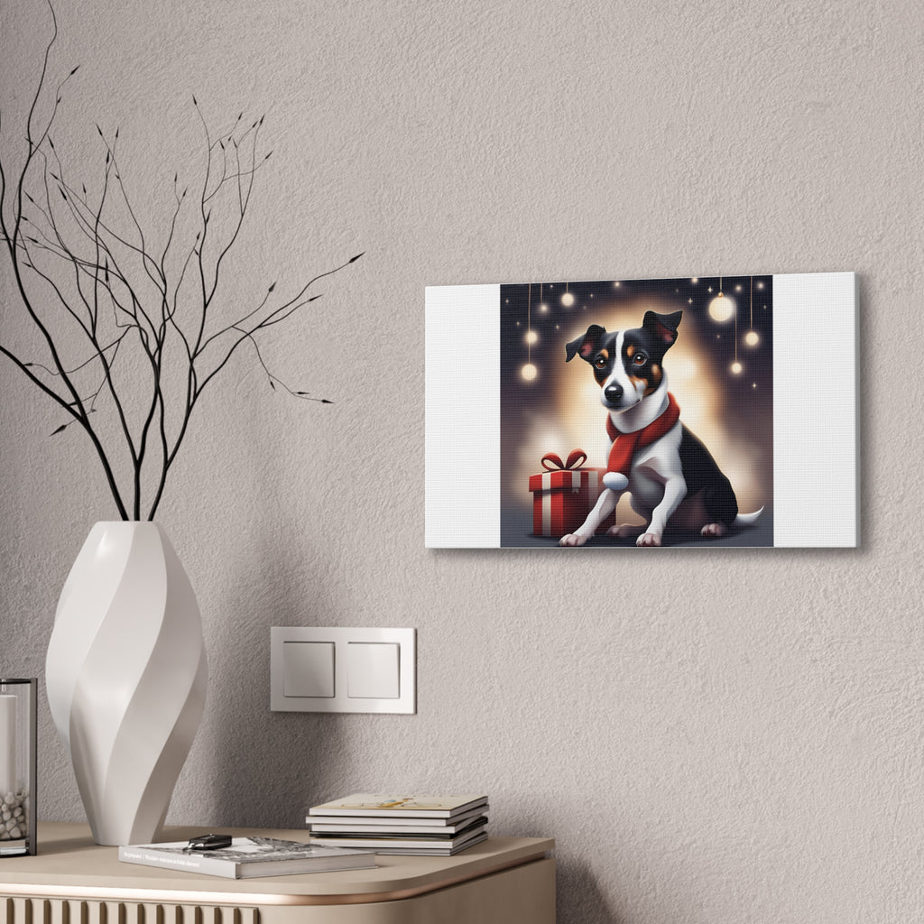 Jack Russel Holiday Canvas Stretched, 0.75"