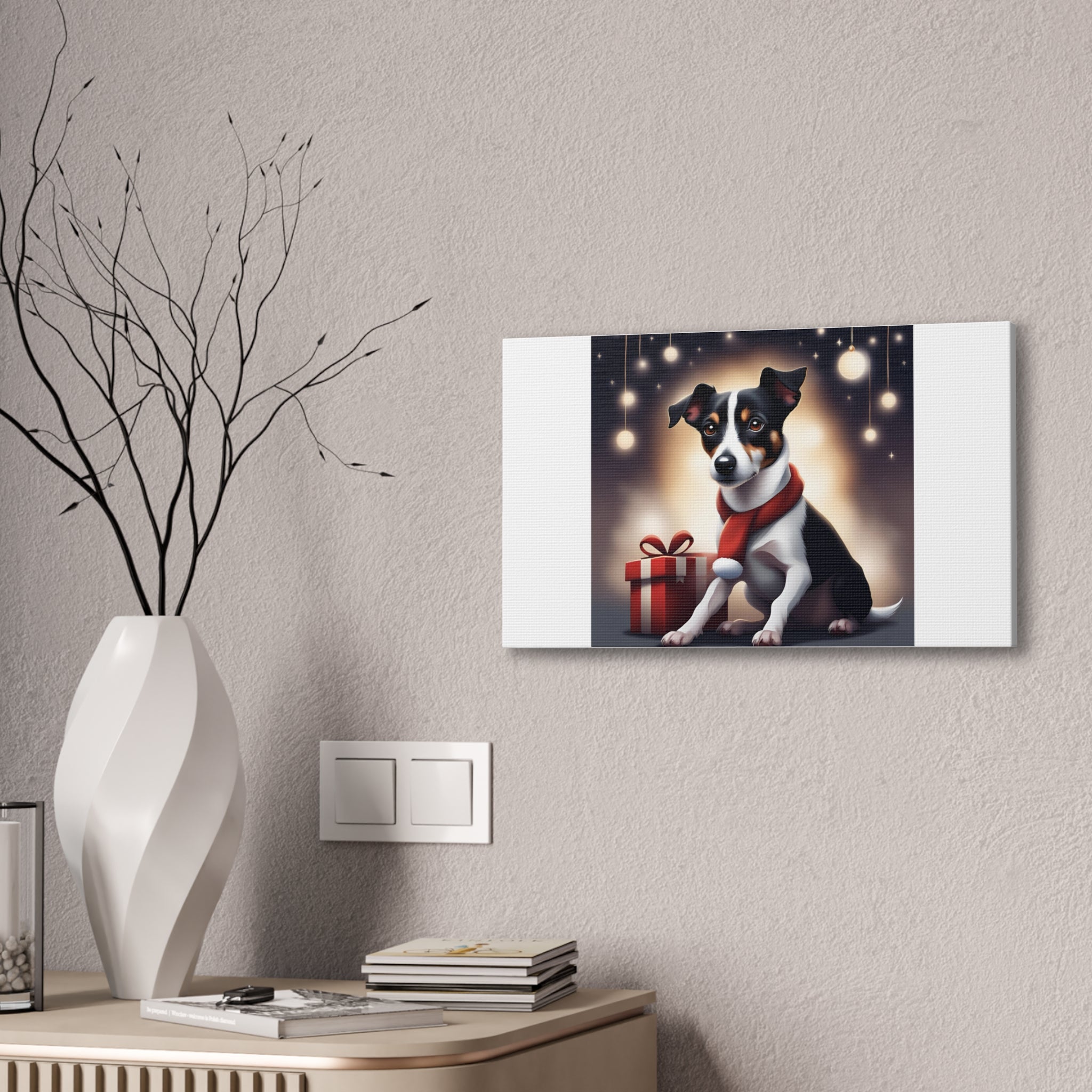 Jack Russel Holiday Canvas Stretched, 0.75"