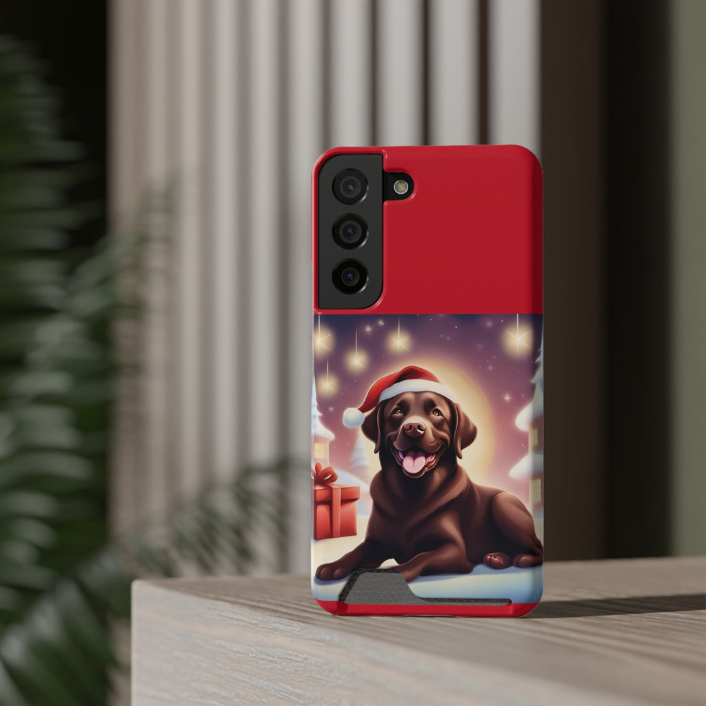 Choclate Lab Holiday Phone Case with Card Holder