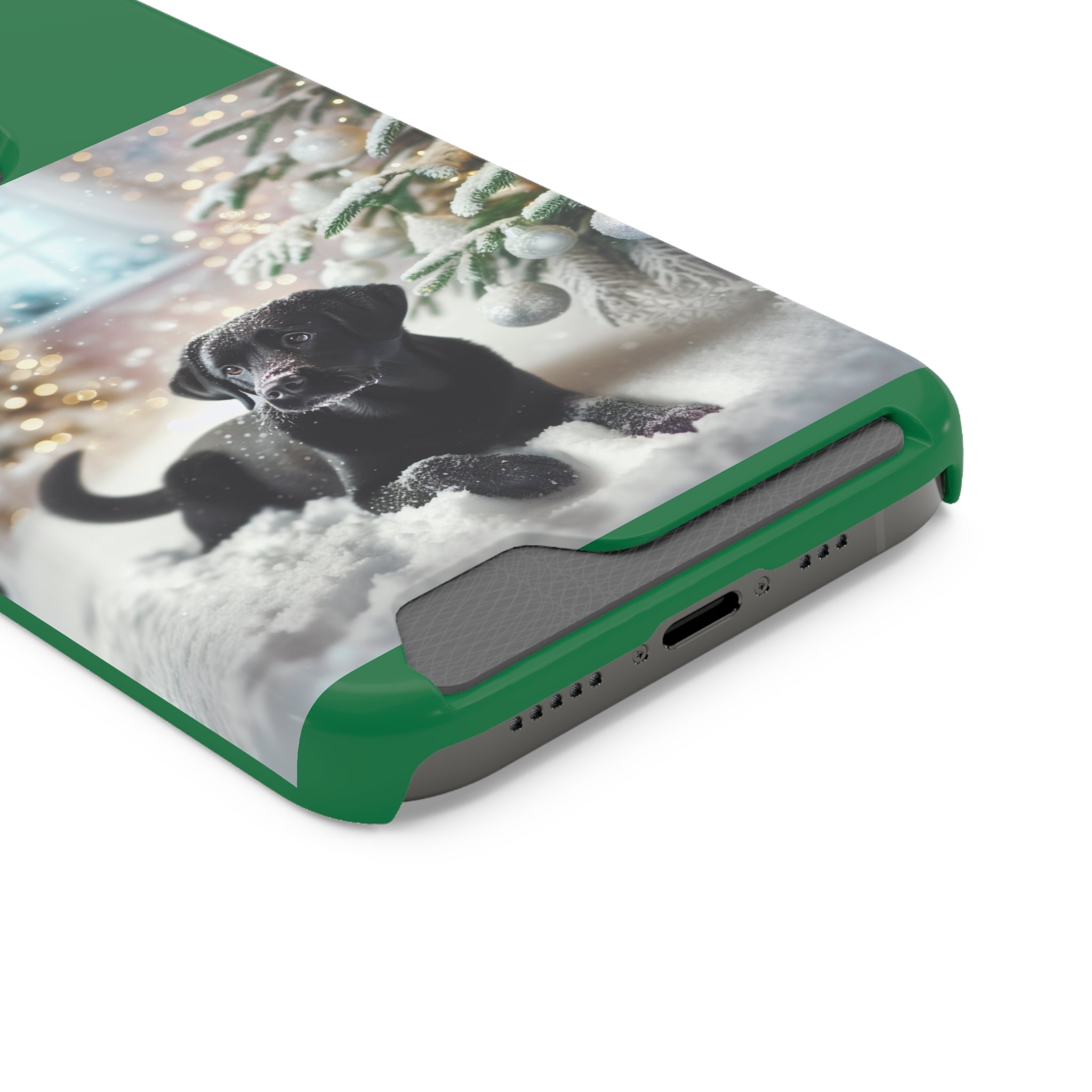 Black Lab Holiday Phone Case with Card Holder