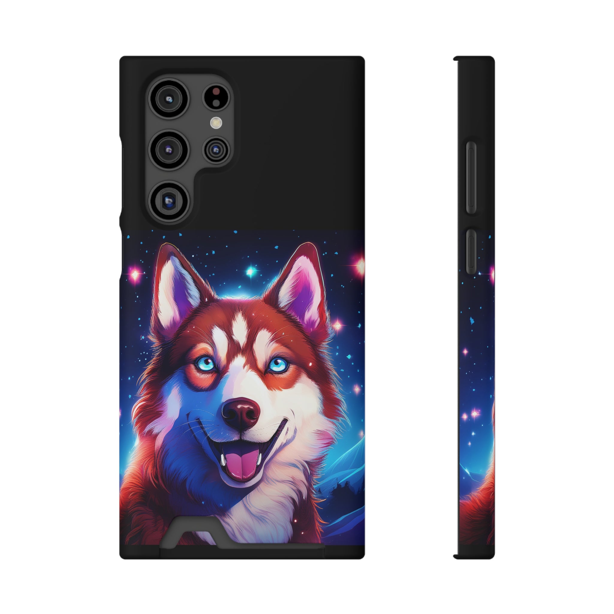Eskimo Husky Stary Night Phone Case with Card Holder