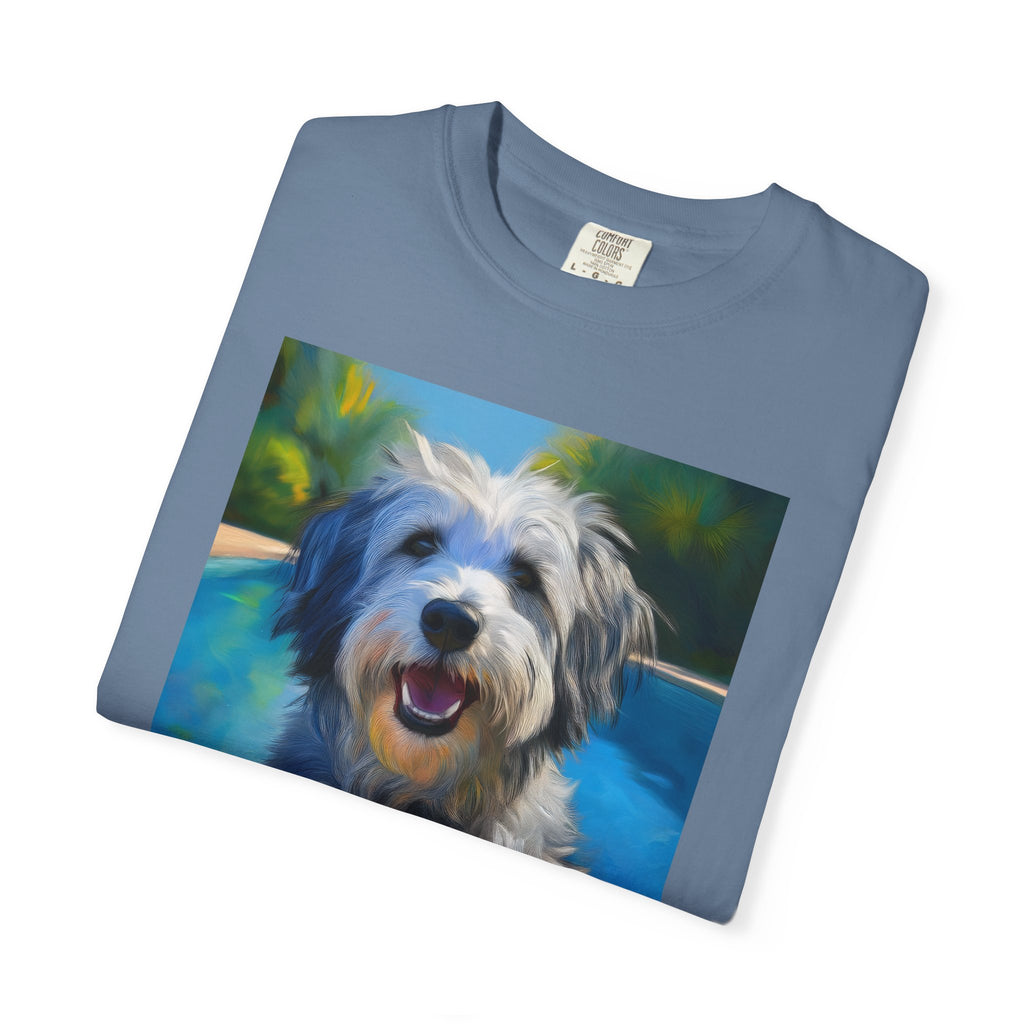 Grey Shaggy Dog Poolside Unisex Garment-Dyed T-shirt