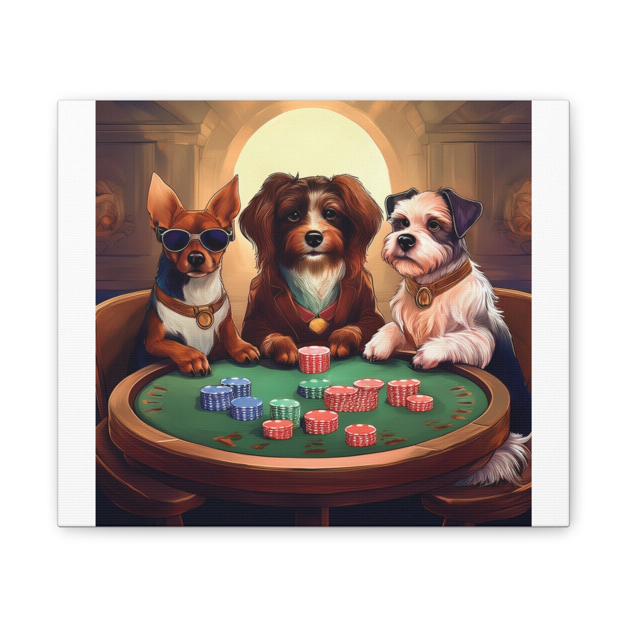 Puppy Poker Canvas Stretched, 0.75"
