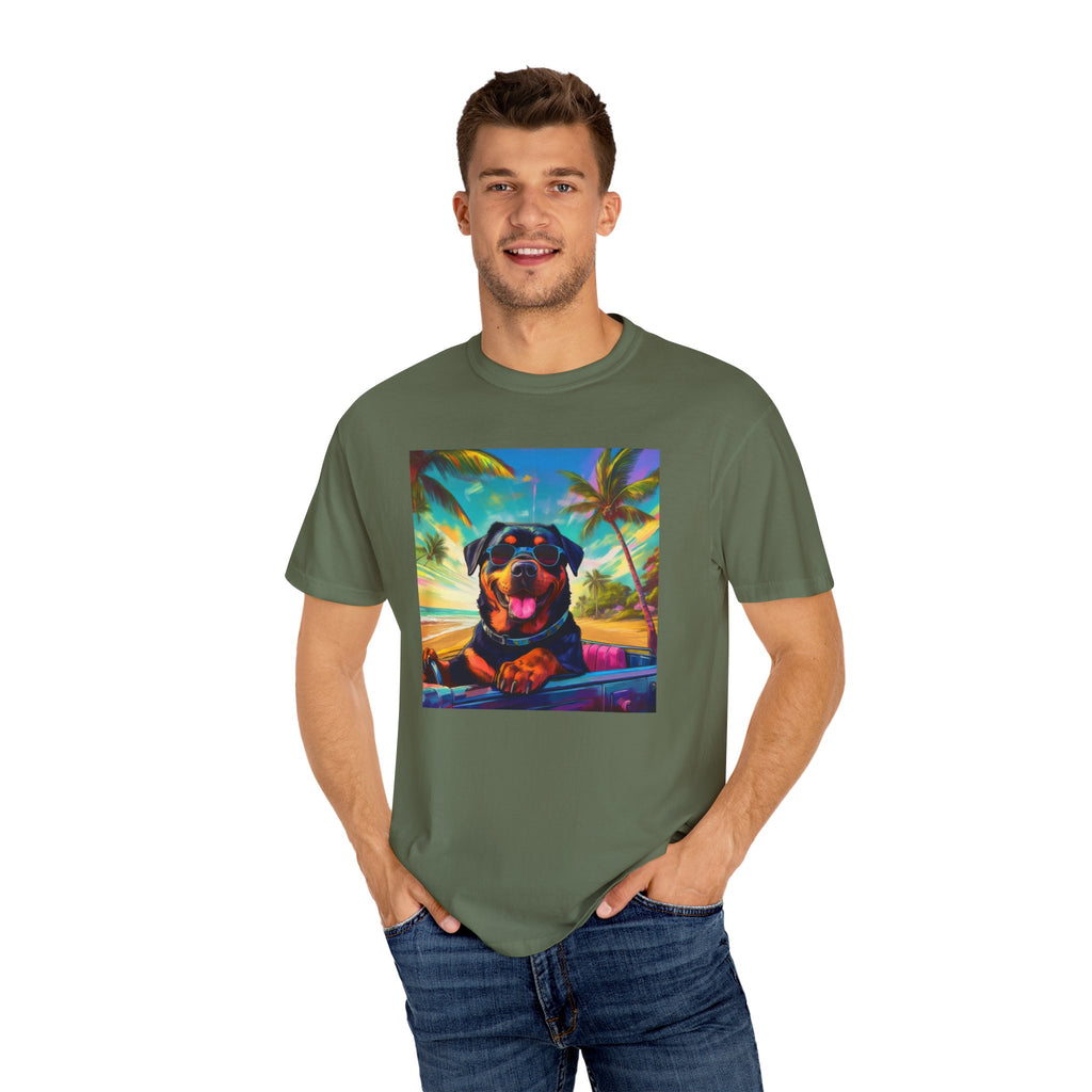 Rottweiler Beach Drive Unisex Garment-Dyed T-shirt