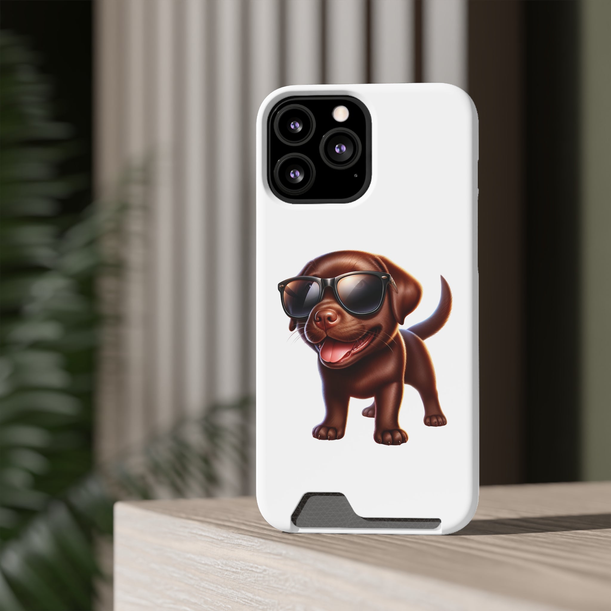 Chocolate Lab with Sunglasses Phone Case with Card Holder