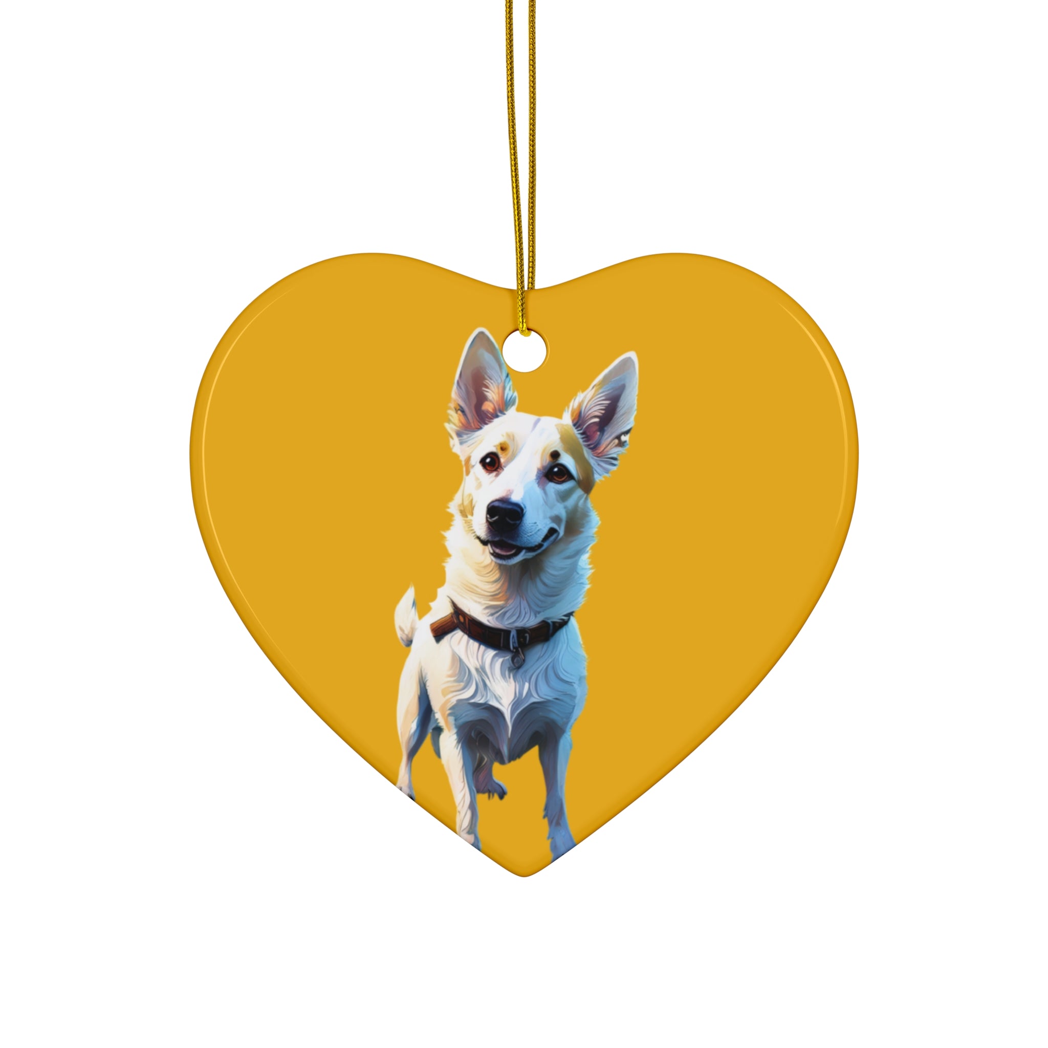 White/Tan Dog Ceramic Ornament