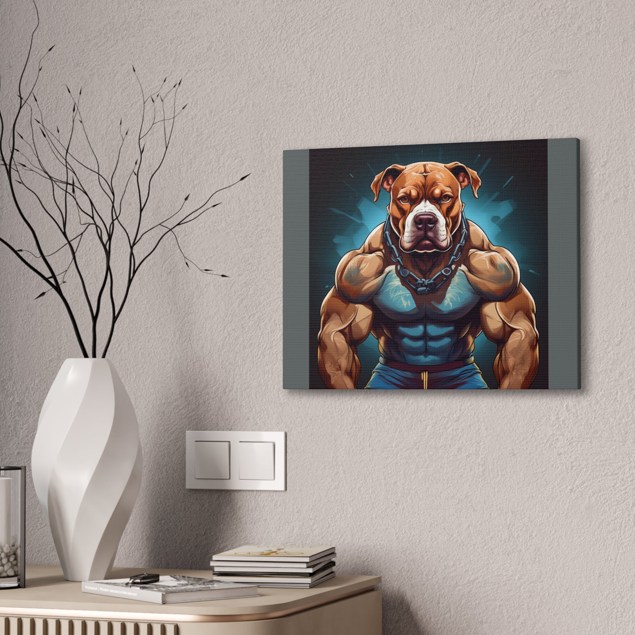 Pitbull Body Builder Cavas Painting
