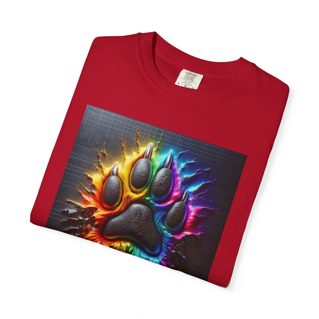 Electric Rainbow Dog Paw Unisex Garment-Dyed T-shirt