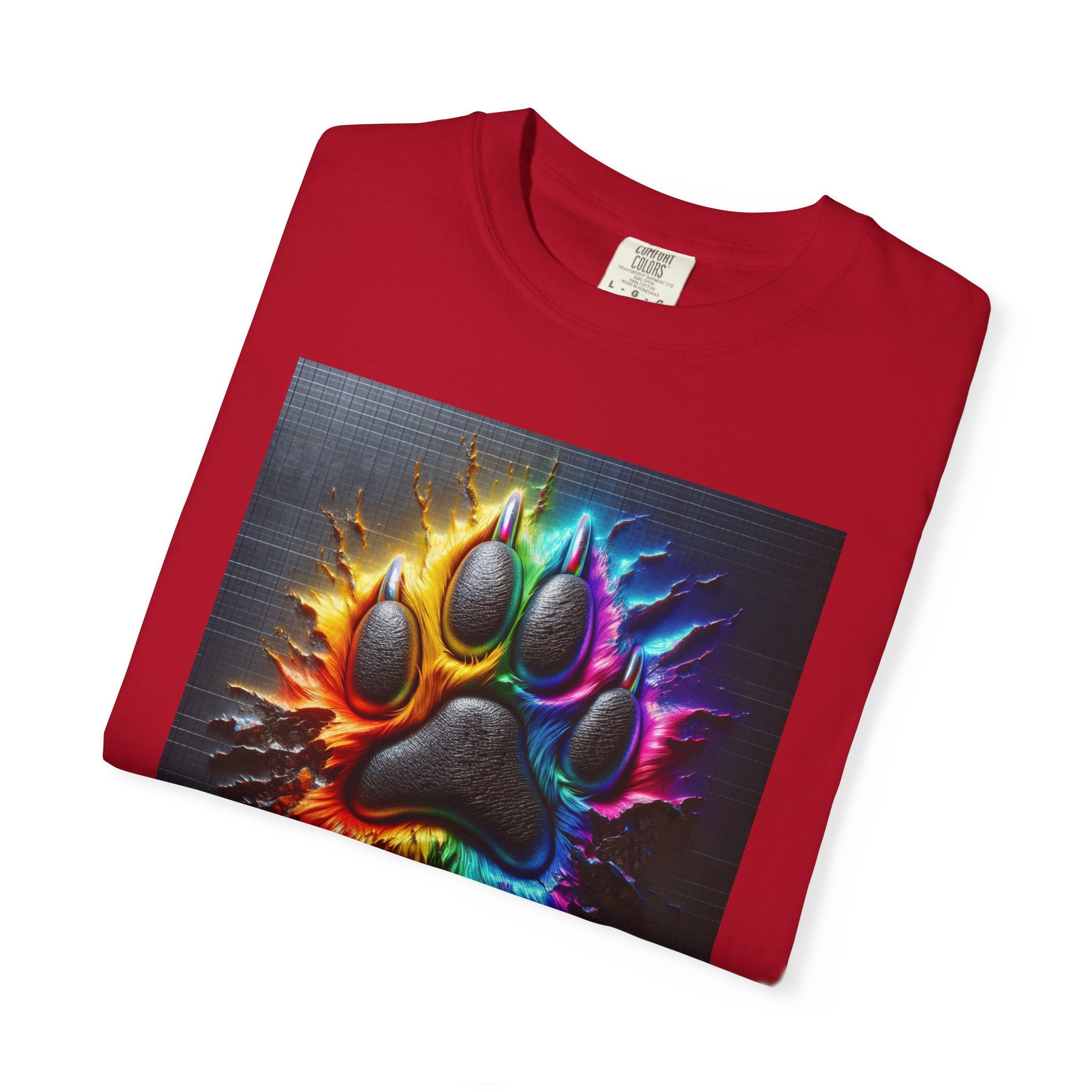 Electric Rainbow Dog Paw Unisex Garment-Dyed T-shirt