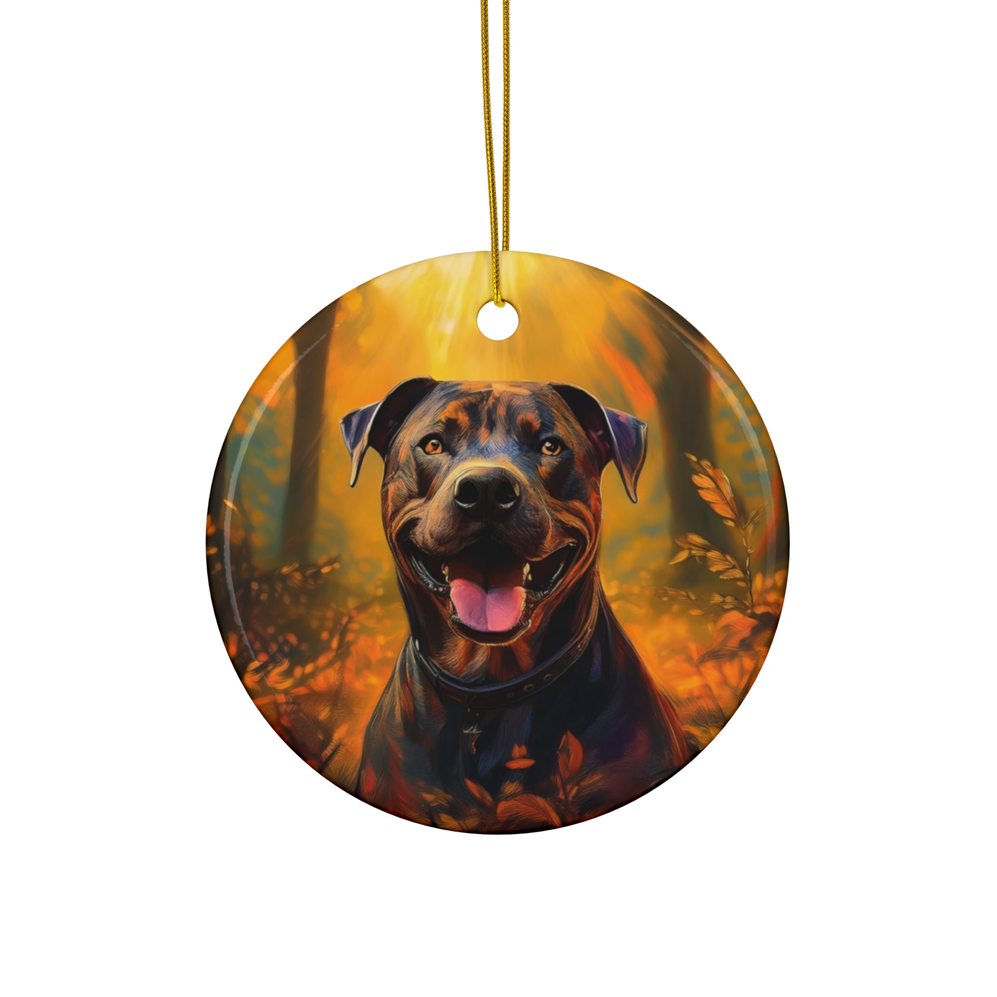 Pit Bull Brindle Autumn Ceramic Ornament