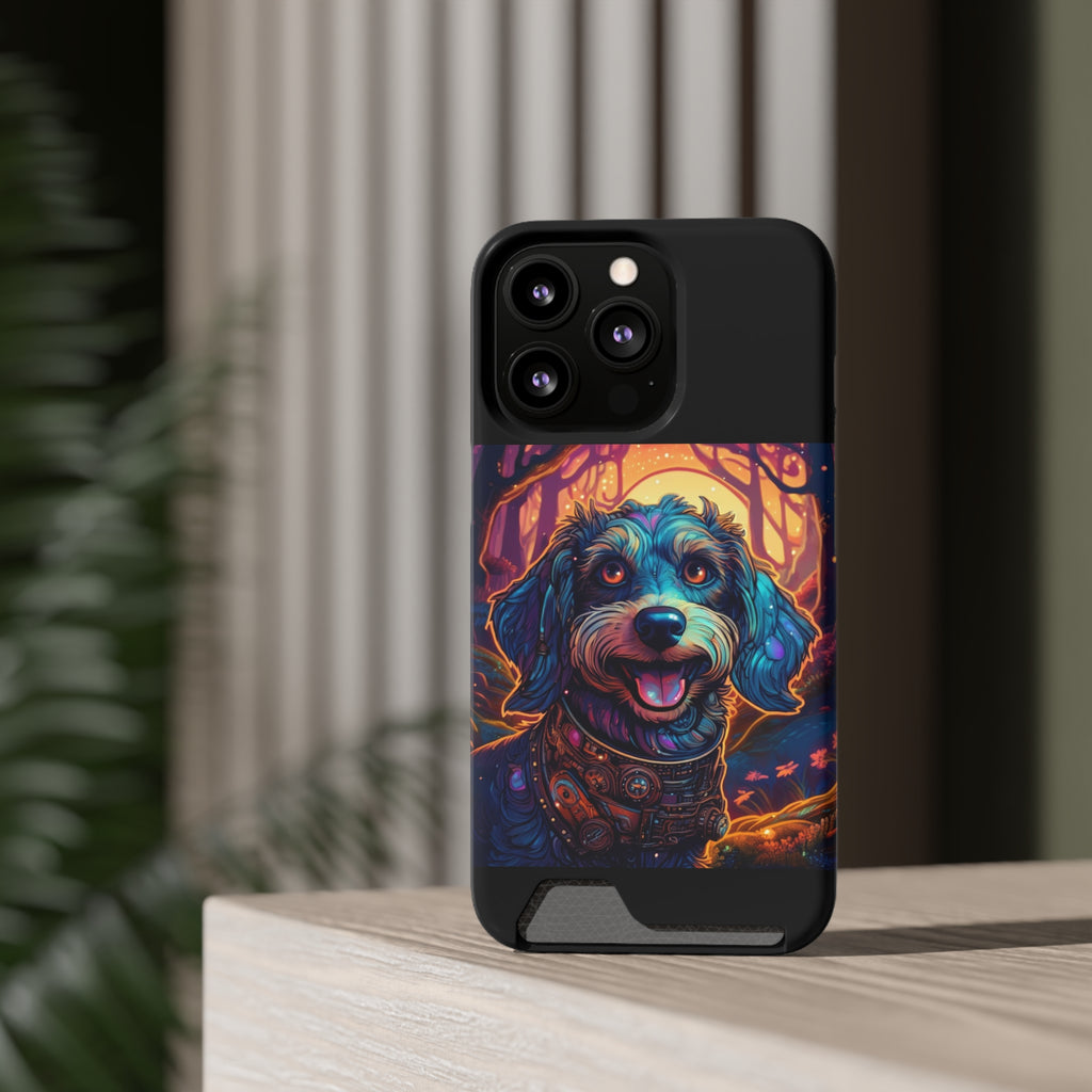 Dachshund Steampunk Phone Case with Card Holder