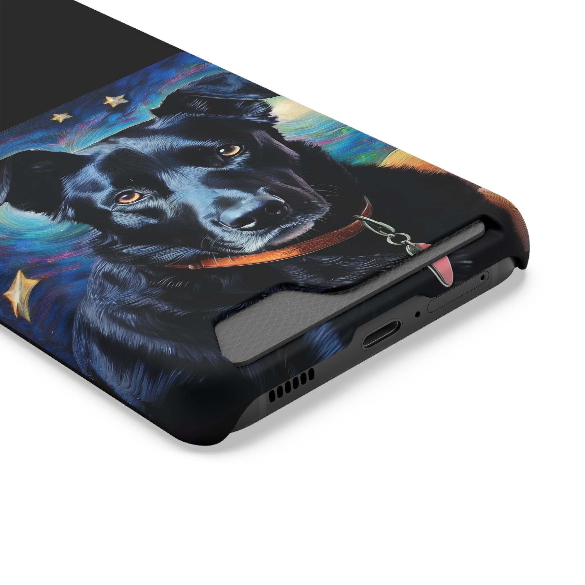 Black Shepherd Lab Stary Night Phone Case with Card Holder