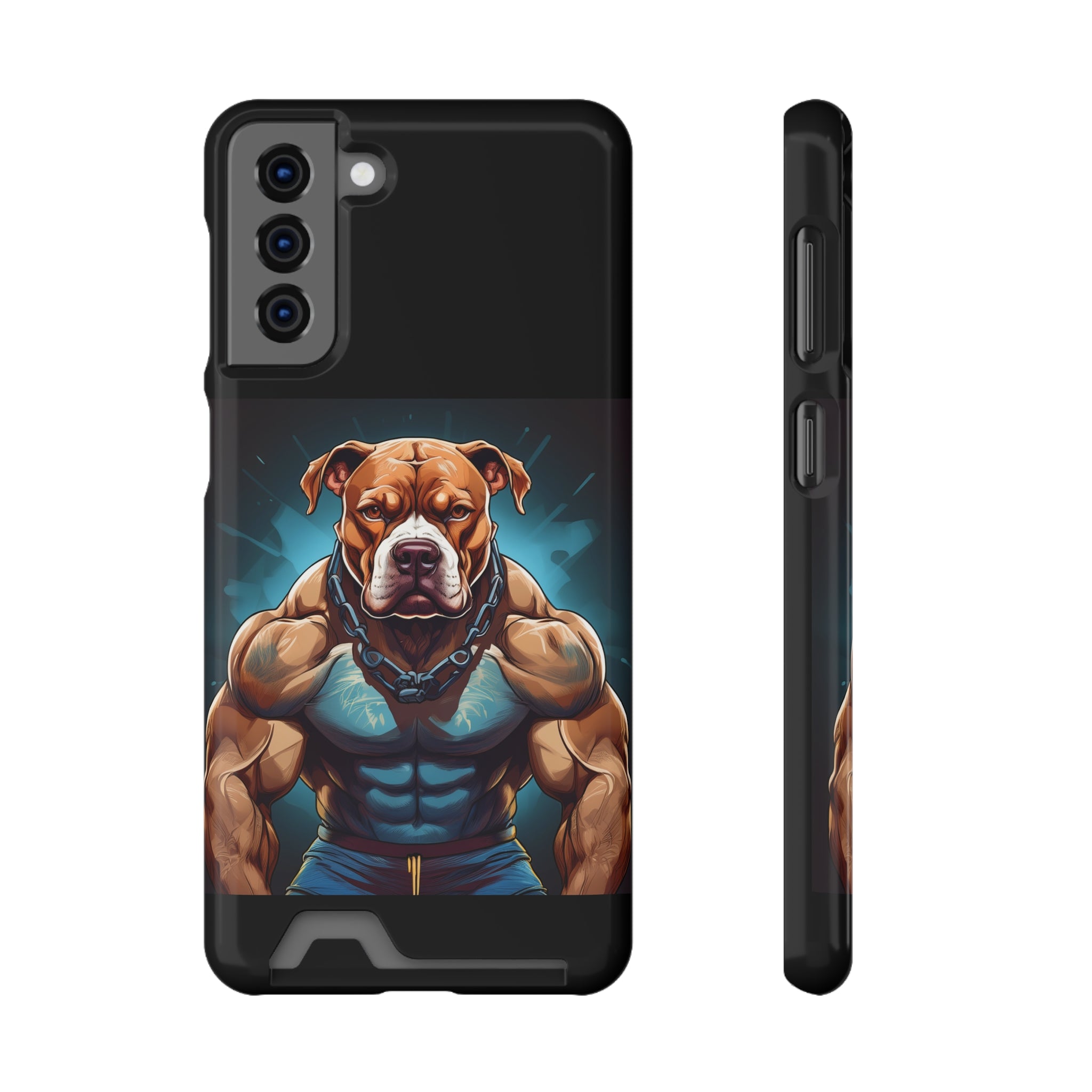 Pitbull Body Builder Phone Case with Card Holder