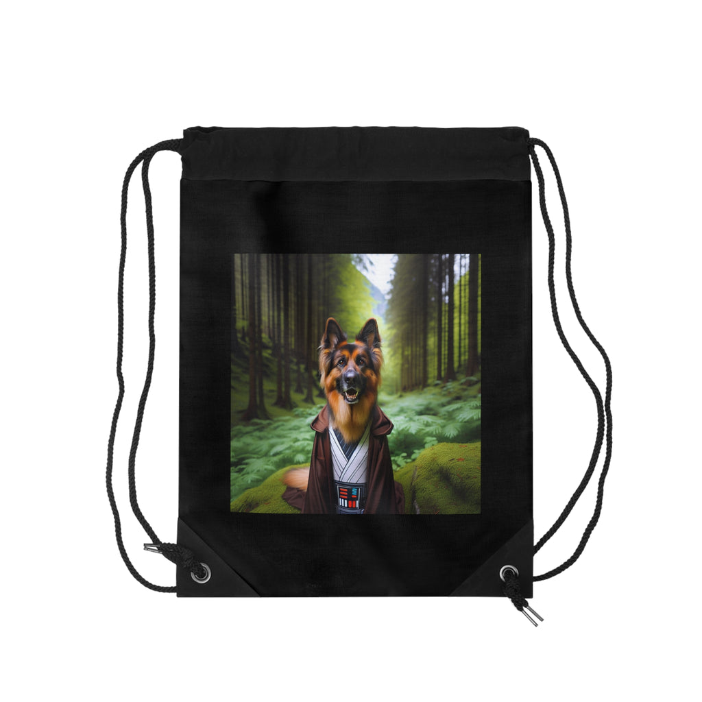 German Shepherd Forest Night Drawstring Bag