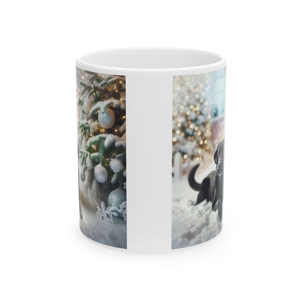 Black Lab Puppy Holiday Ceramic Mug, (11oz, 15oz)