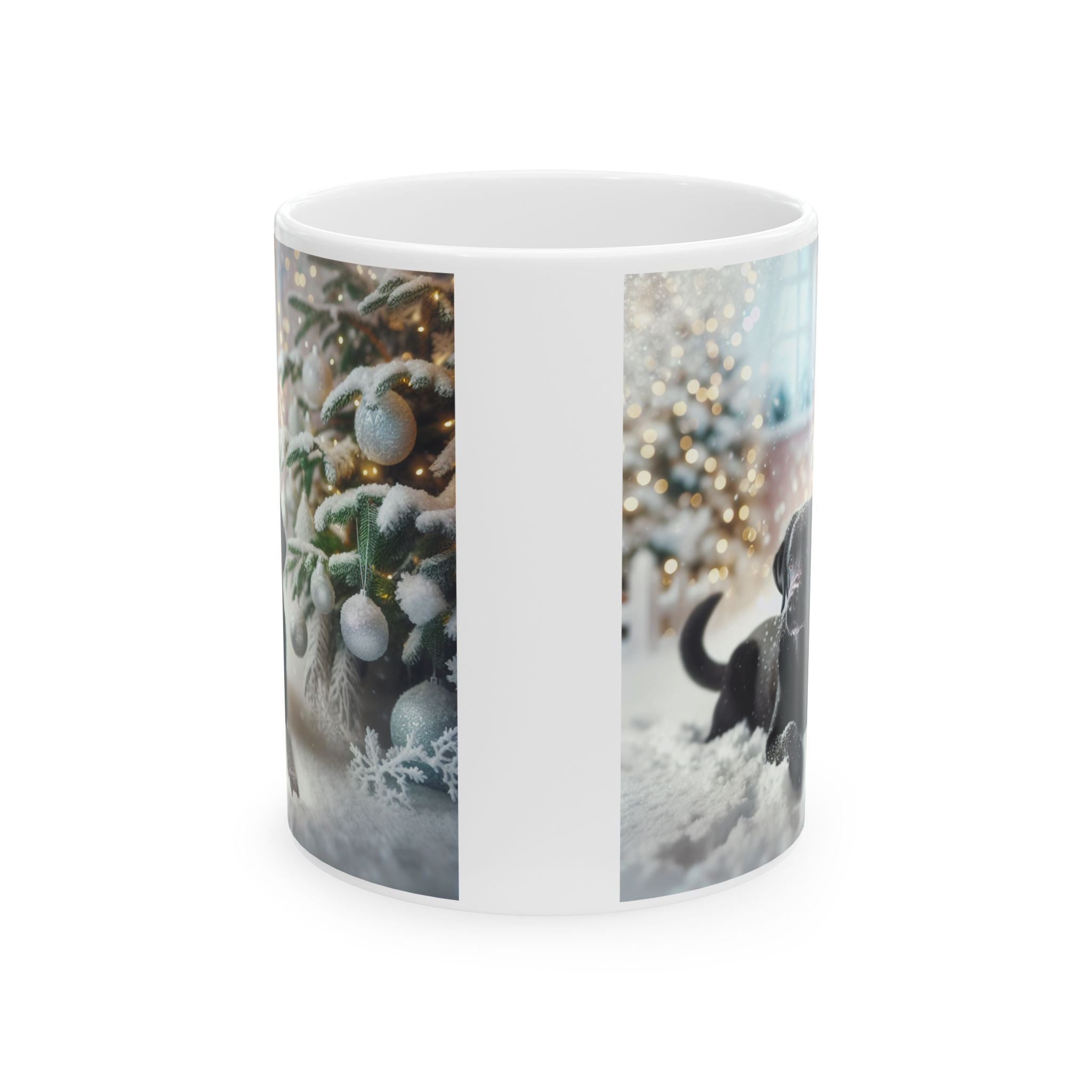 Black Lab Puppy Holiday Ceramic Mug, (11oz, 15oz)