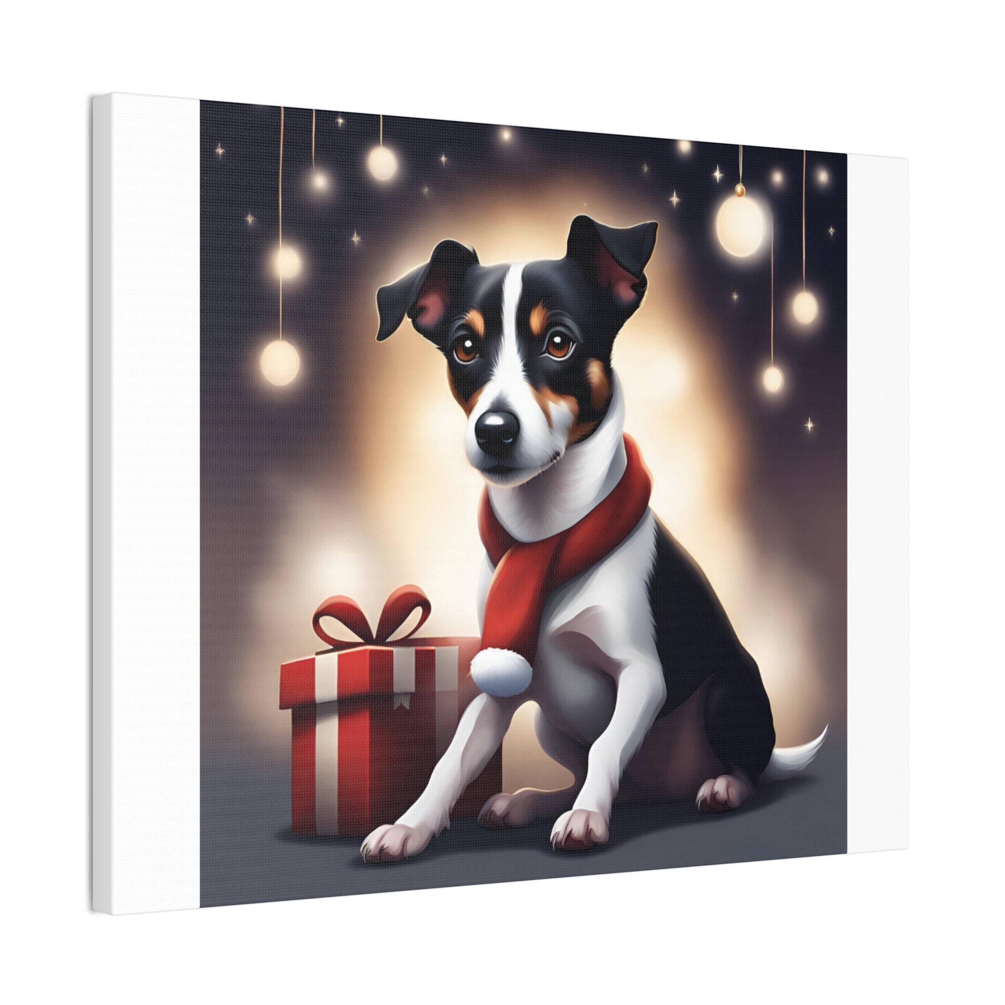 Jack Russel Holiday Canvas Stretched, 0.75"