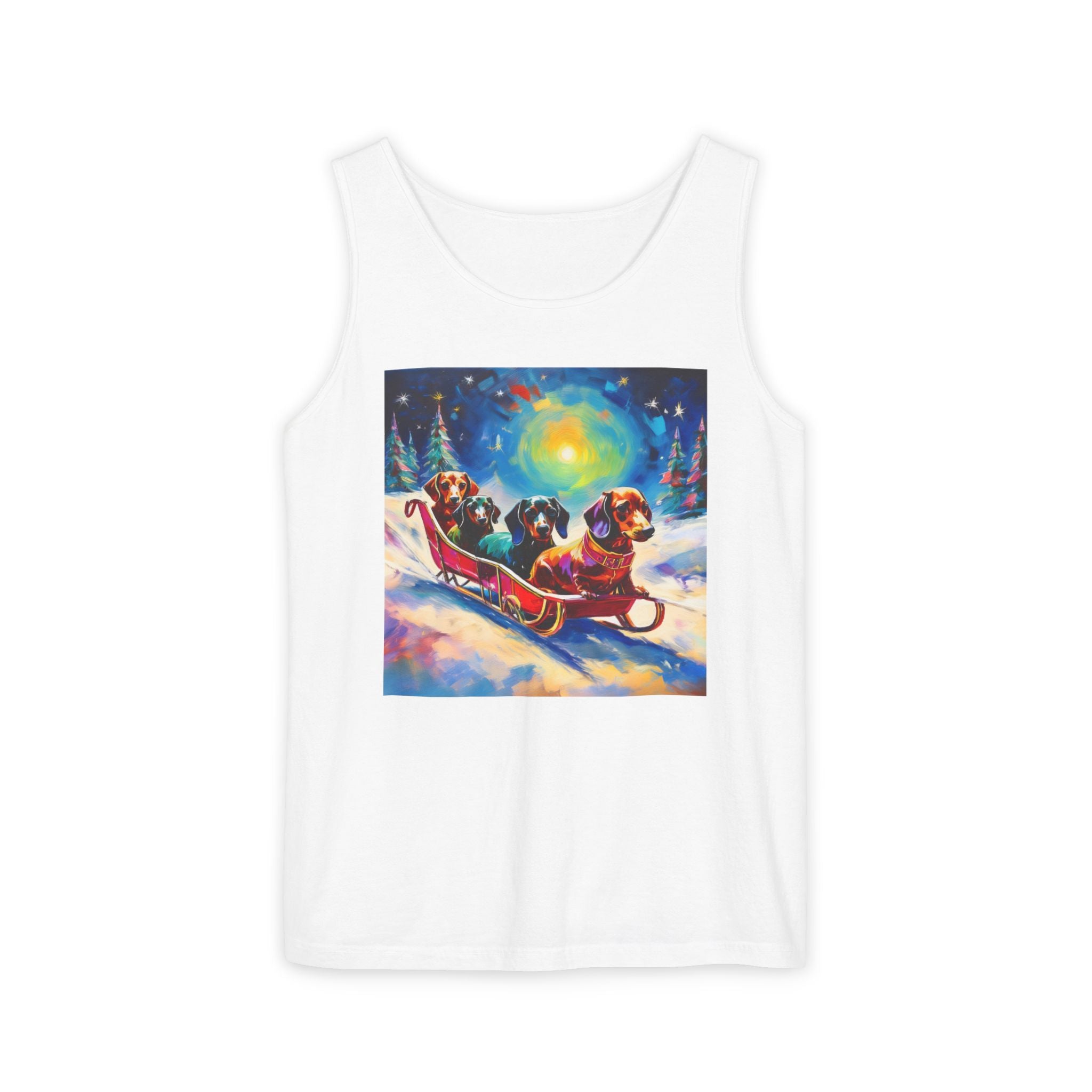 Dachshund Night Sleighride Unisex Tank Top