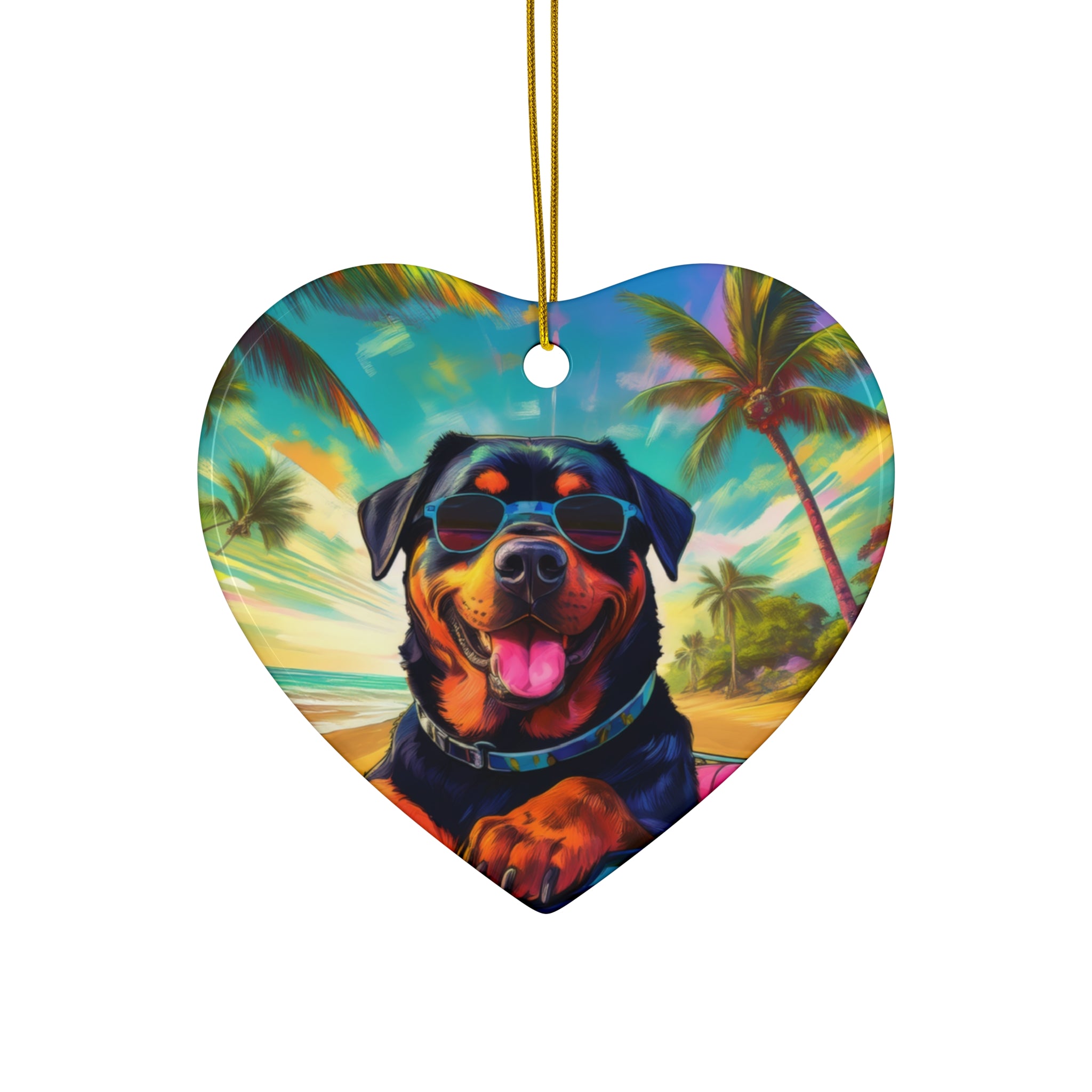 Rottweiler Beach Drive Ceramic Ornament