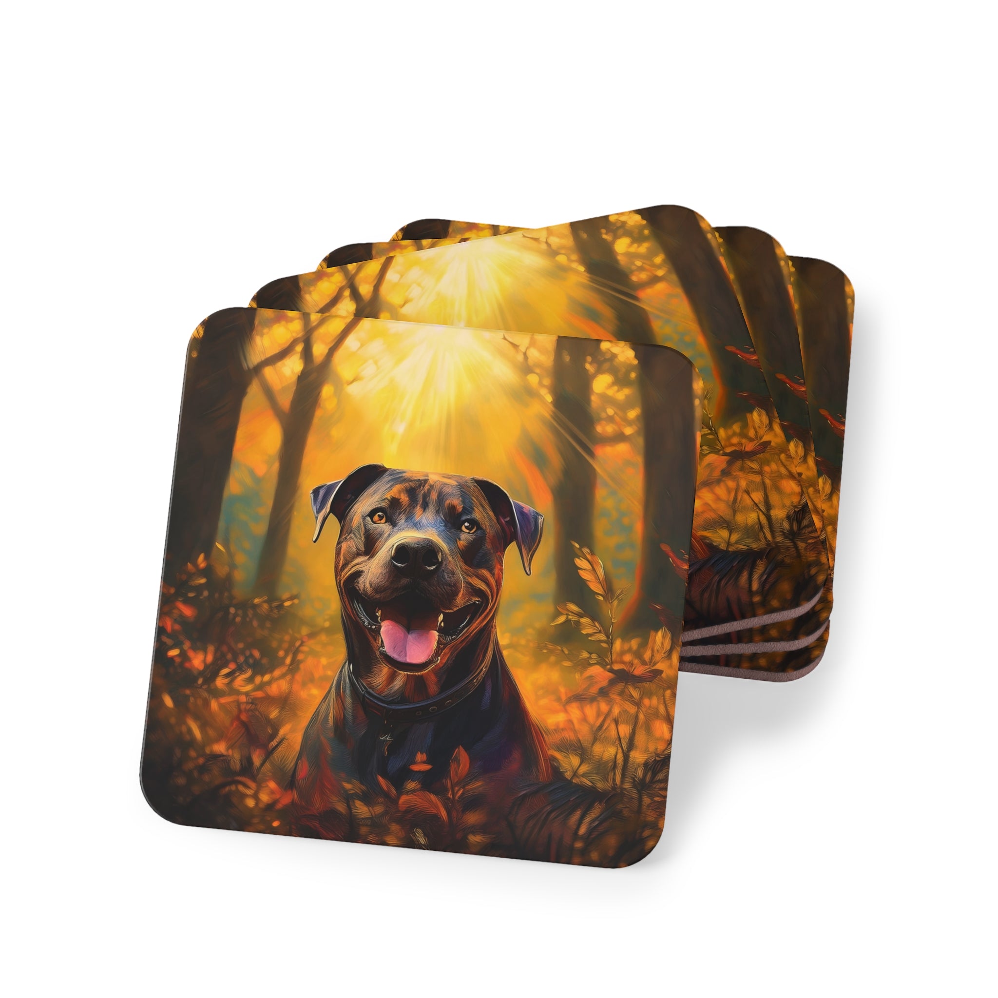Pit Bull Brindle Autumn Coasters