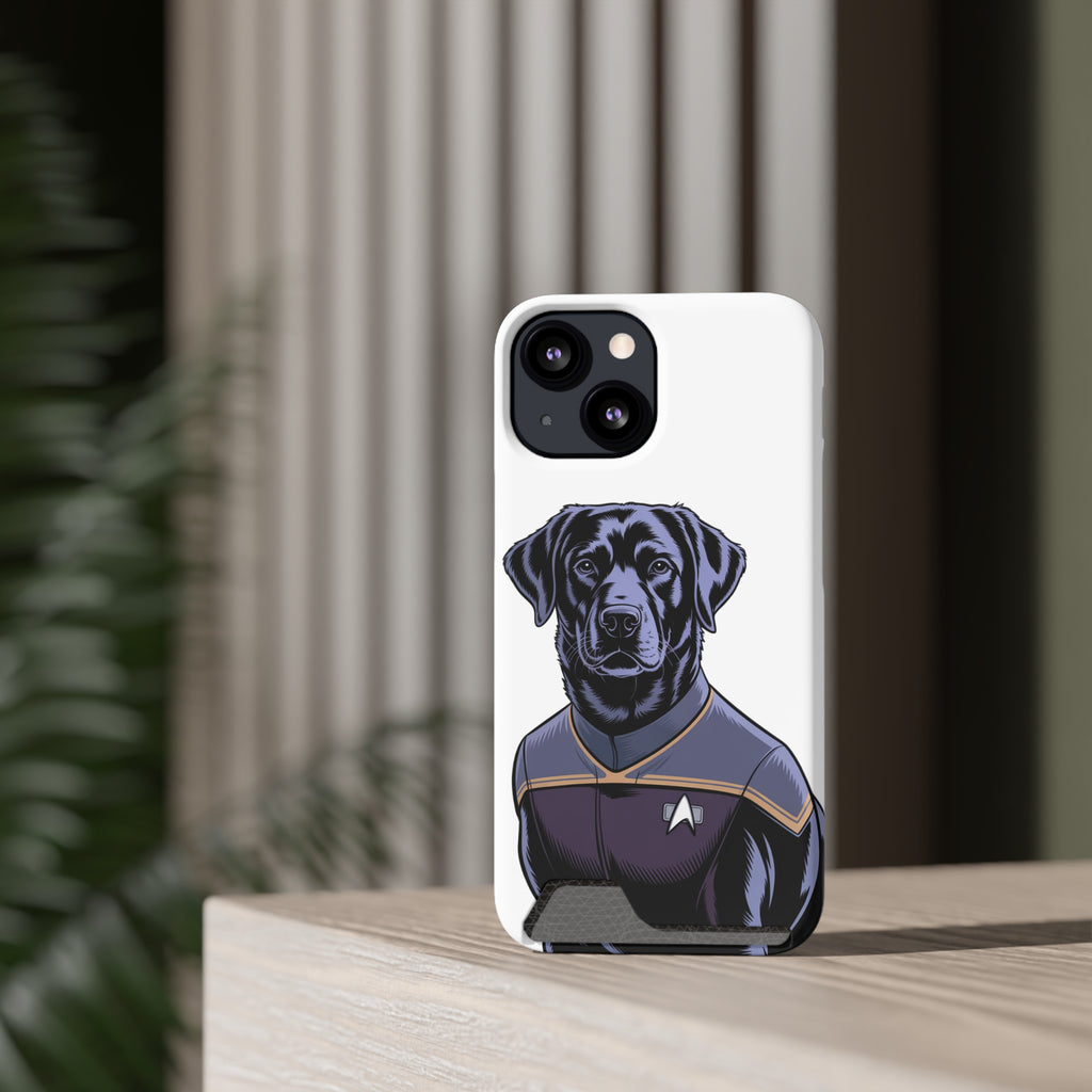 Black Lab Dog-Fleet Phone Case with Card Holder