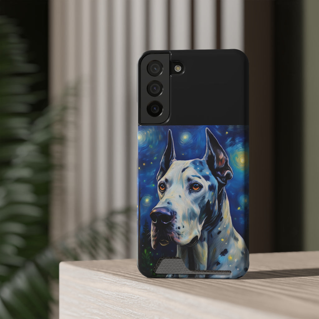 Great Dane Stary Night Phone Case with Card Holder