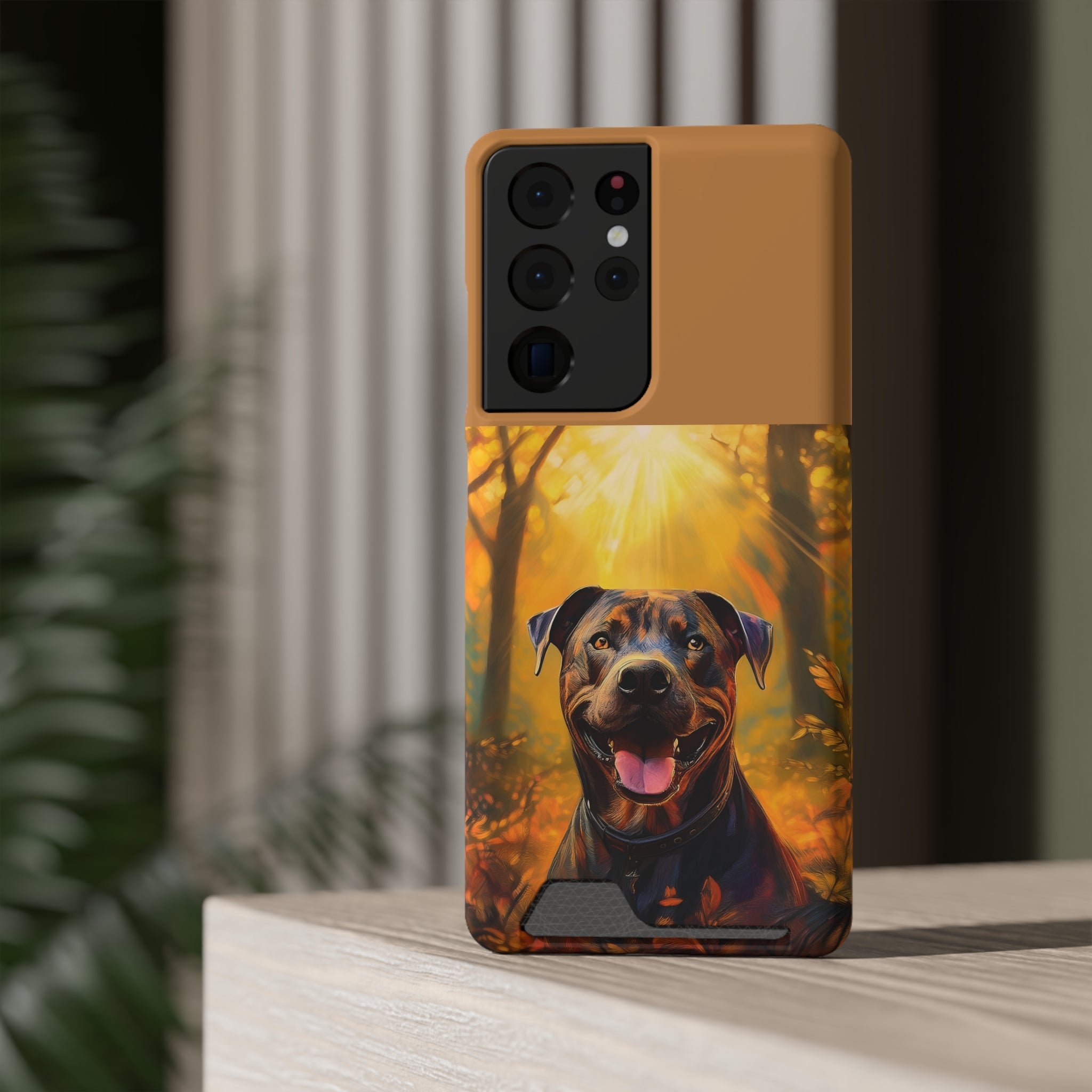 Pitbull Autumn Phone Case with Card Holder