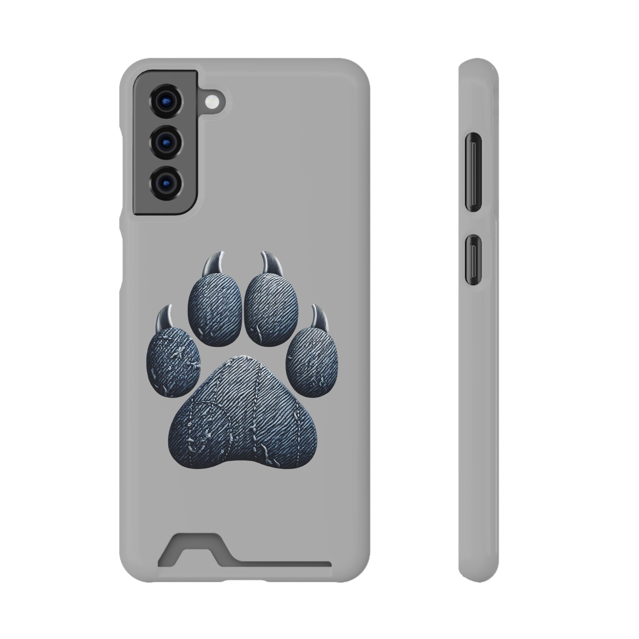 Denim Dog Paw Phone Case with Card Holder