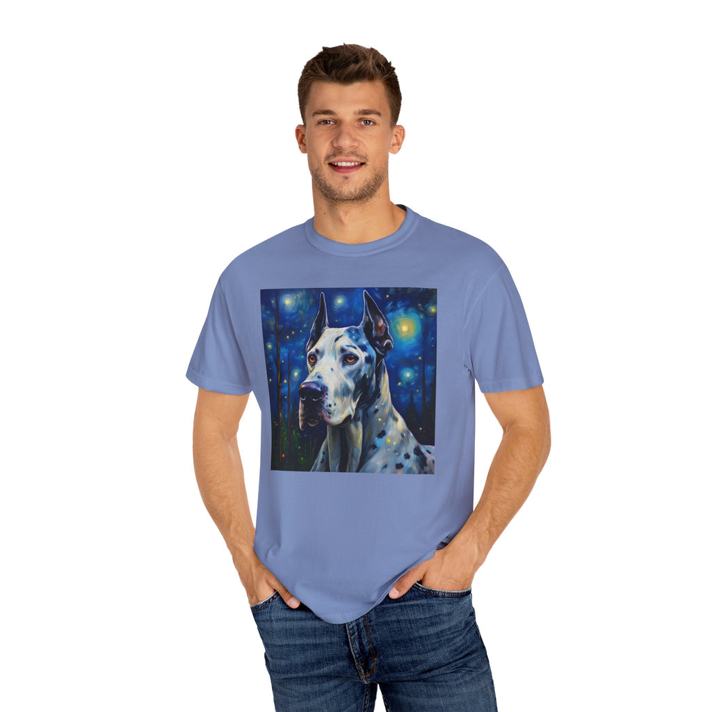 Great Dane Stary Night Unisex Garment-Dyed T-shirt