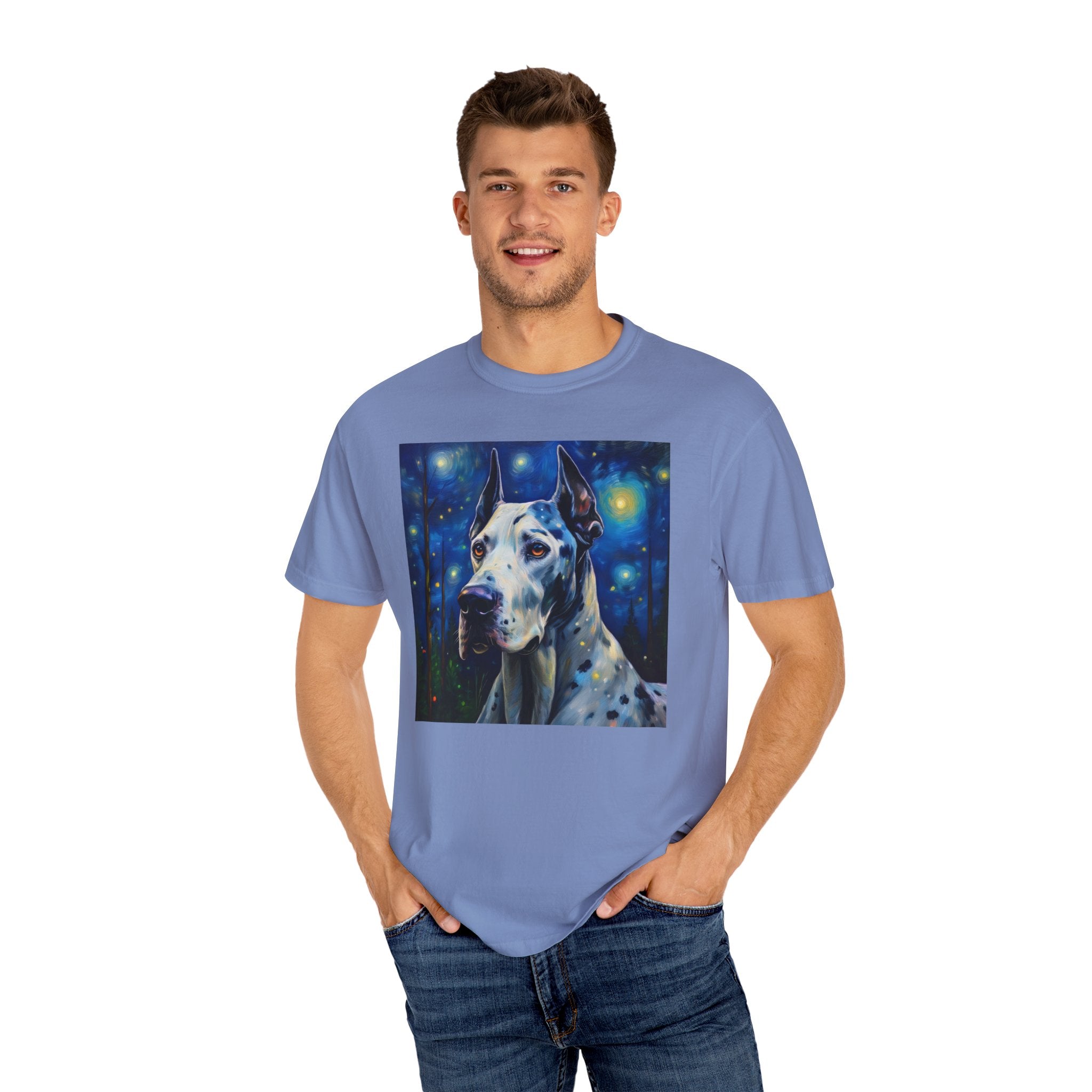 Great Dane Stary Night Unisex Garment-Dyed T-shirt