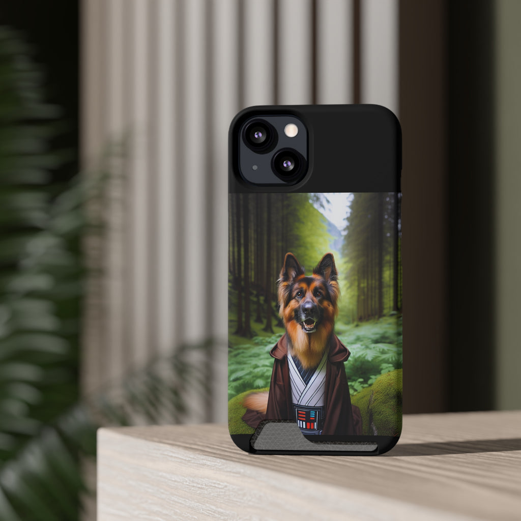 German Shepherd Forest Night Phone Case with Card Holder