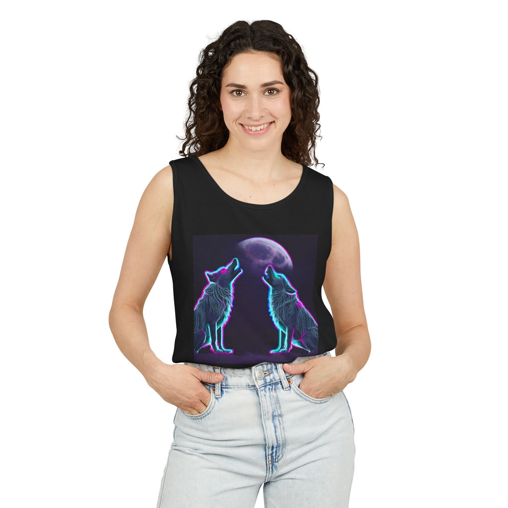 Neon Wolves Howling Unisex Tank Top