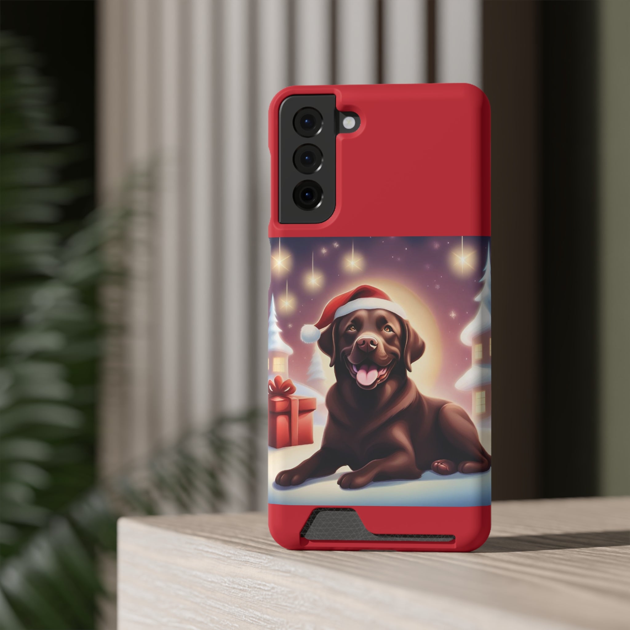 Choclate Lab Holiday Phone Case with Card Holder