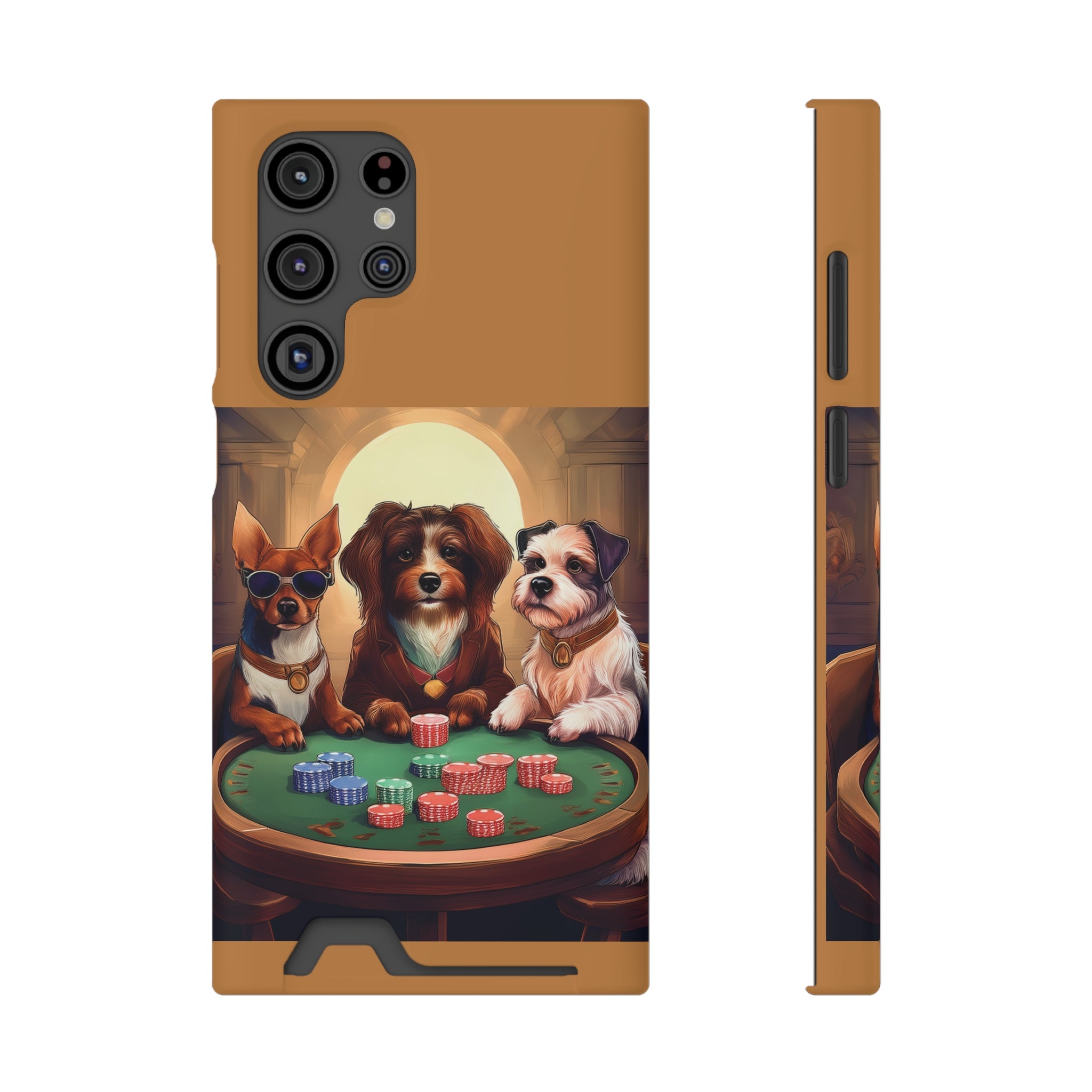 Puppy Poker Phone Case with Card Holder