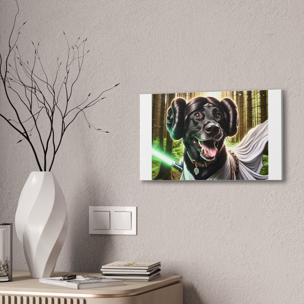 Black Lab Galaxy Princess Canvas Stretched, 0.75"