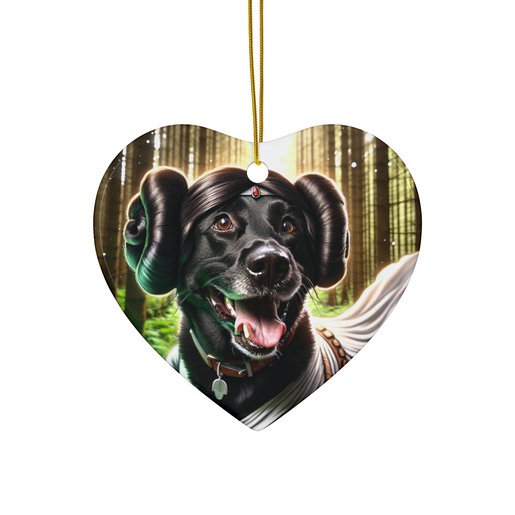 Black Lab Galaxy Princess Ceramic Ornament