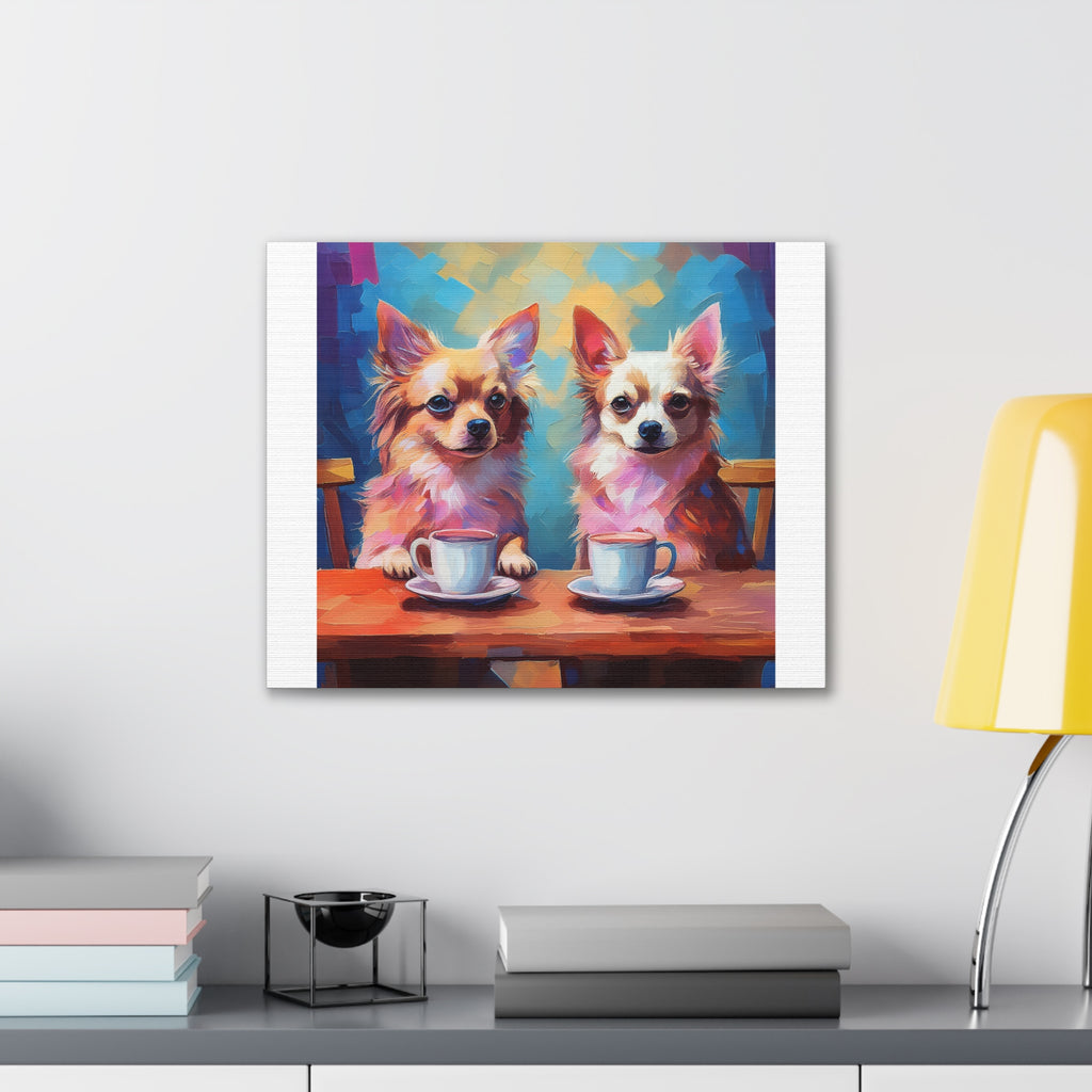 Cafe con Chihuahua Canvas Stretched, 0.75"