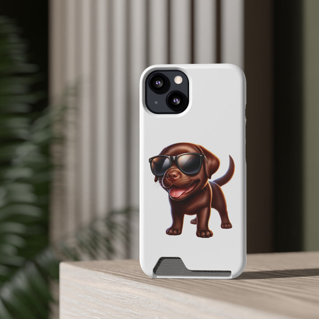 Chocolate Lab with Sunglasses Phone Case with Card Holder