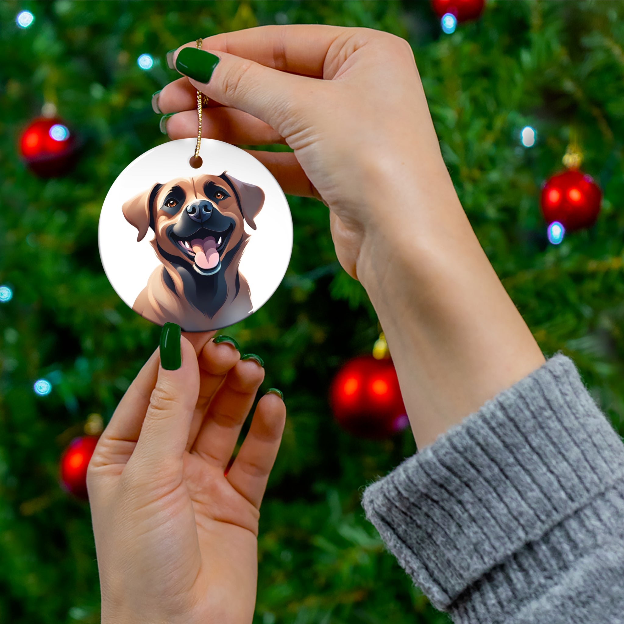 Black Mouth Cur Ceramic Ornament