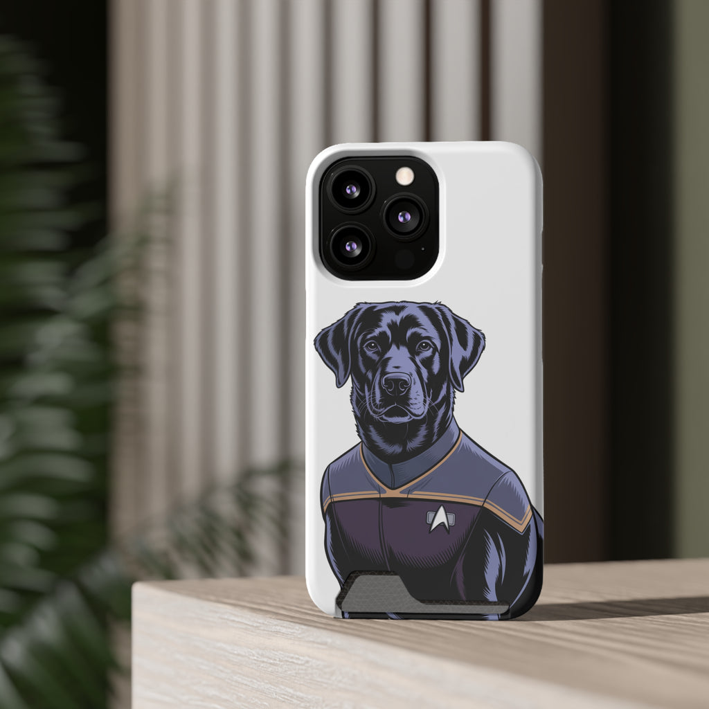 Black Lab Dog-Fleet Phone Case with Card Holder