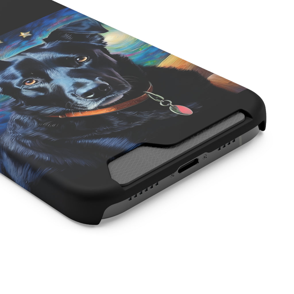Black Shepherd Lab Stary Night Phone Case with Card Holder