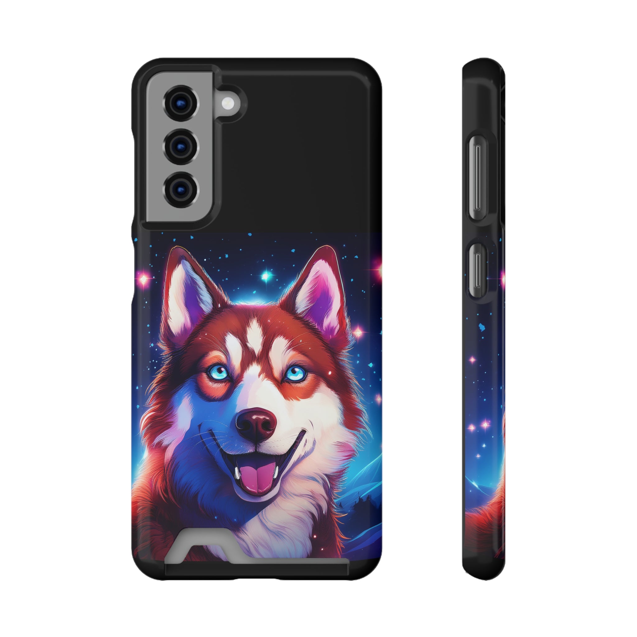 Eskimo Husky Stary Night Phone Case with Card Holder