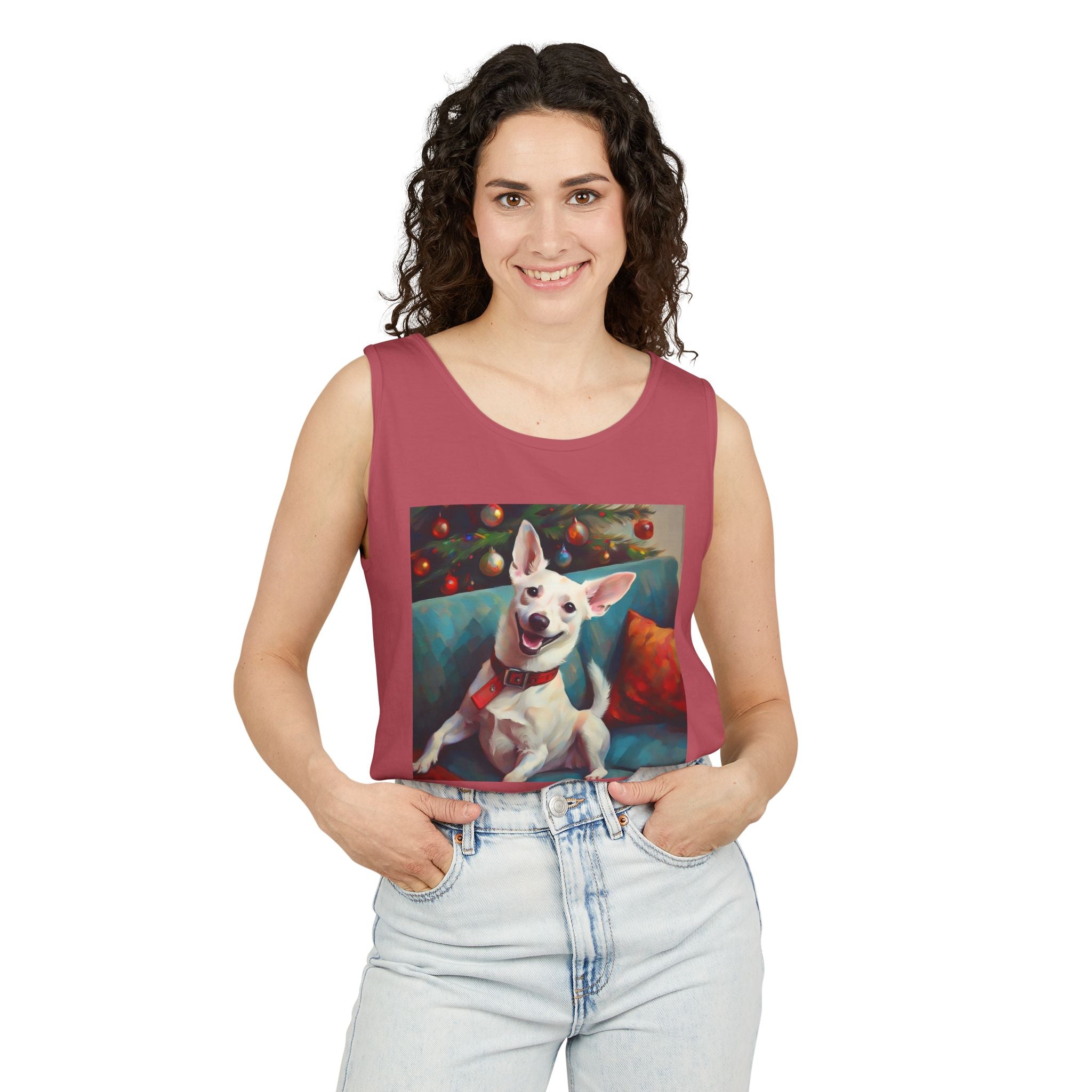 White Corgi Holiday II Unisex Tank Top